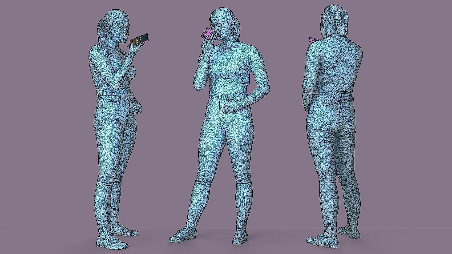 Voice Messaging Girl in Casual Outfit 3D model_3