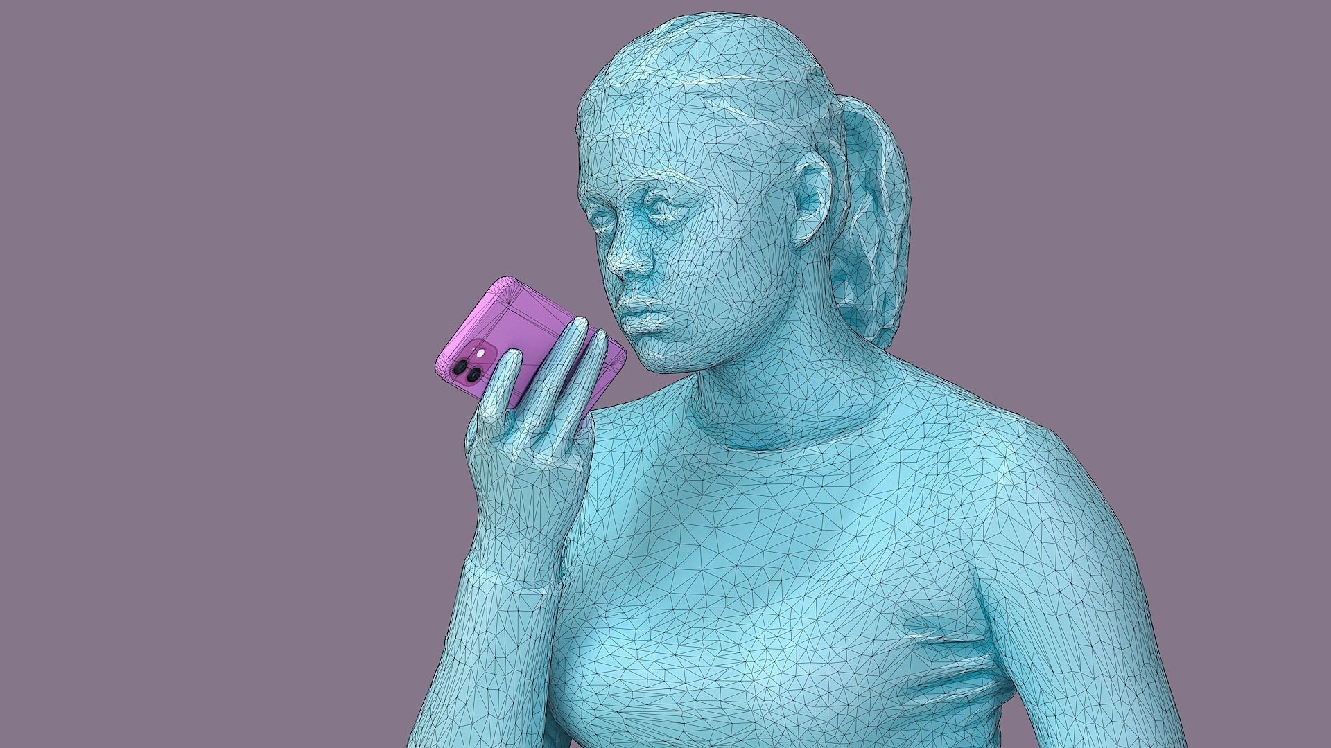 Voice Messaging Girl in Casual Outfit 3D model_8