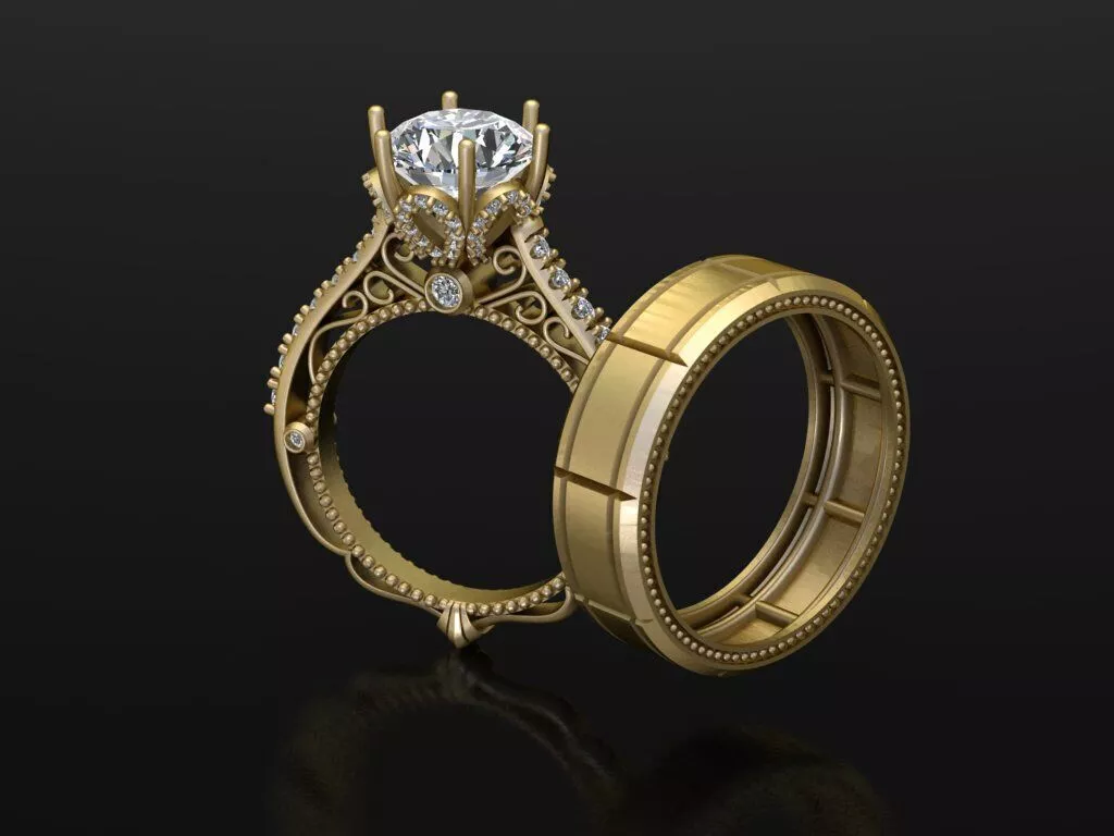 Verragio Wedding Ring Set 3D print model