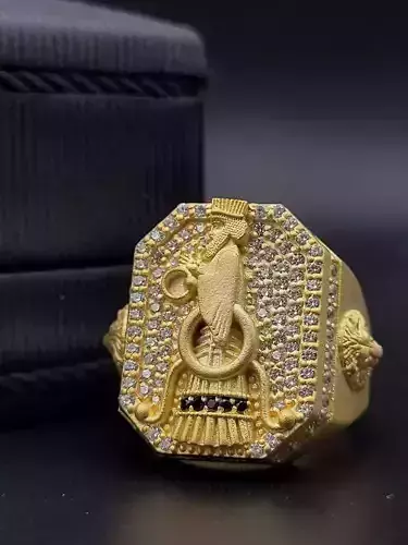 Farvahar and Lion Gem Ring 3D print model