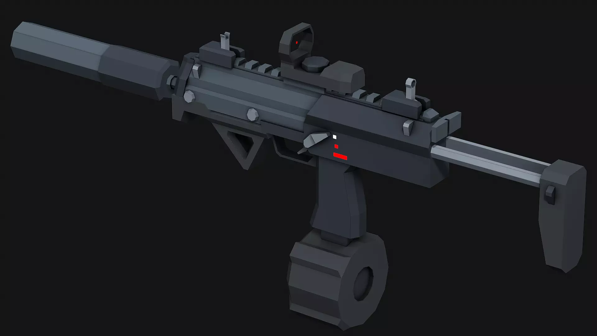 Stylized Modular Mp7 SMG - LowPoly Mobile Ready Low-poly 3D model