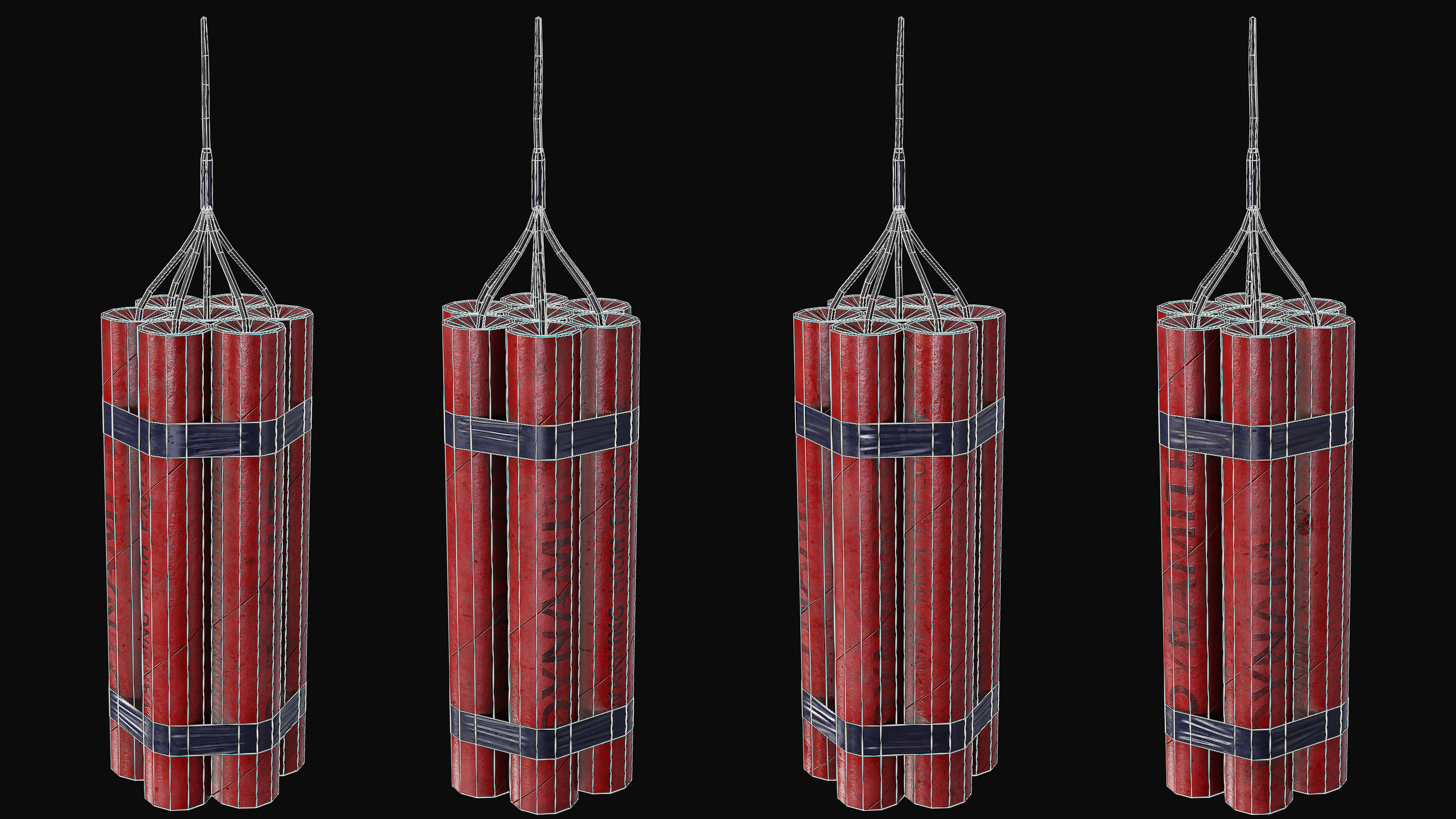 Set of 2 Mining Dynamites Low-poly 3D model_4
