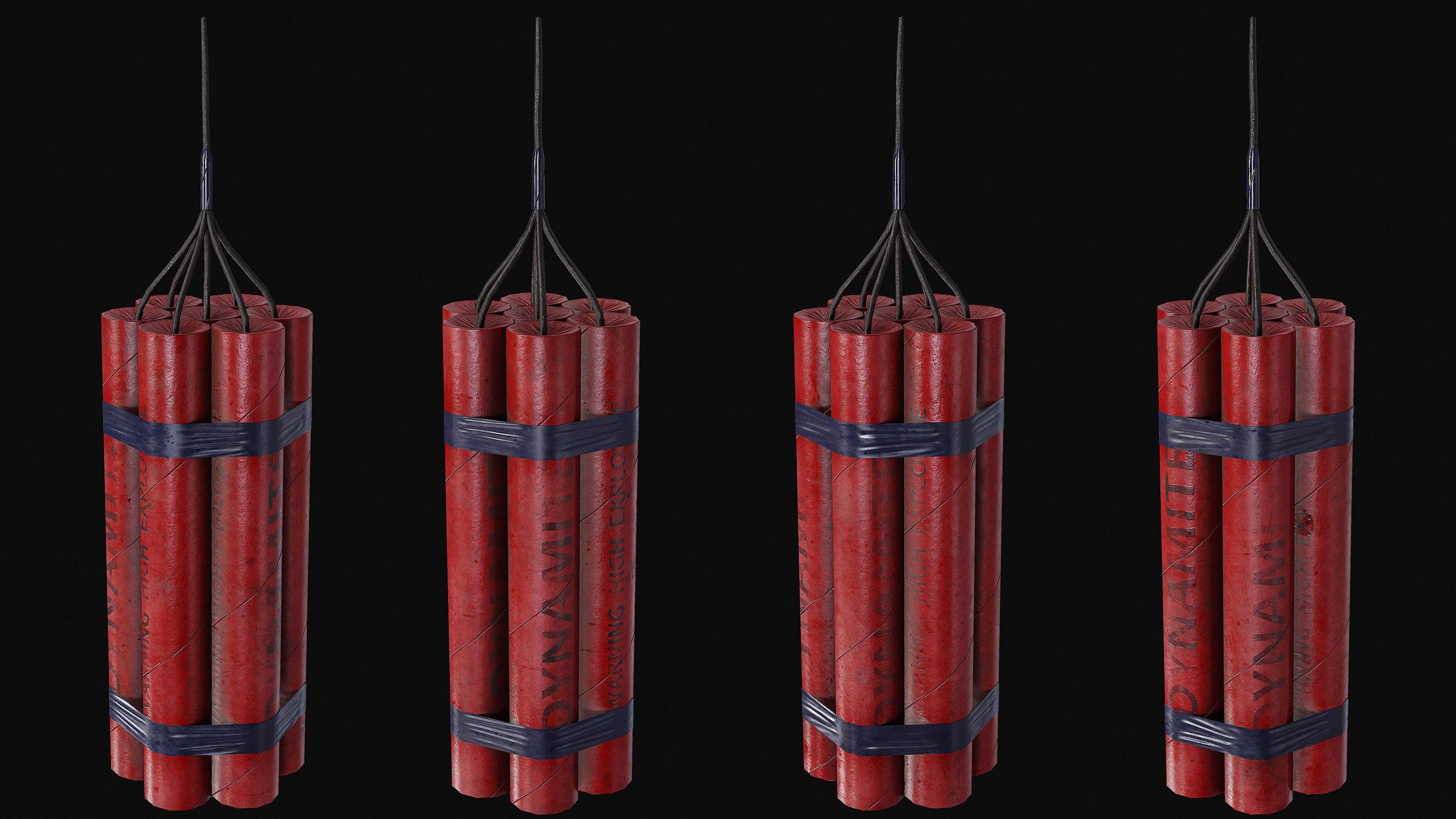 Set of 2 Mining Dynamites Low-poly 3D model_3