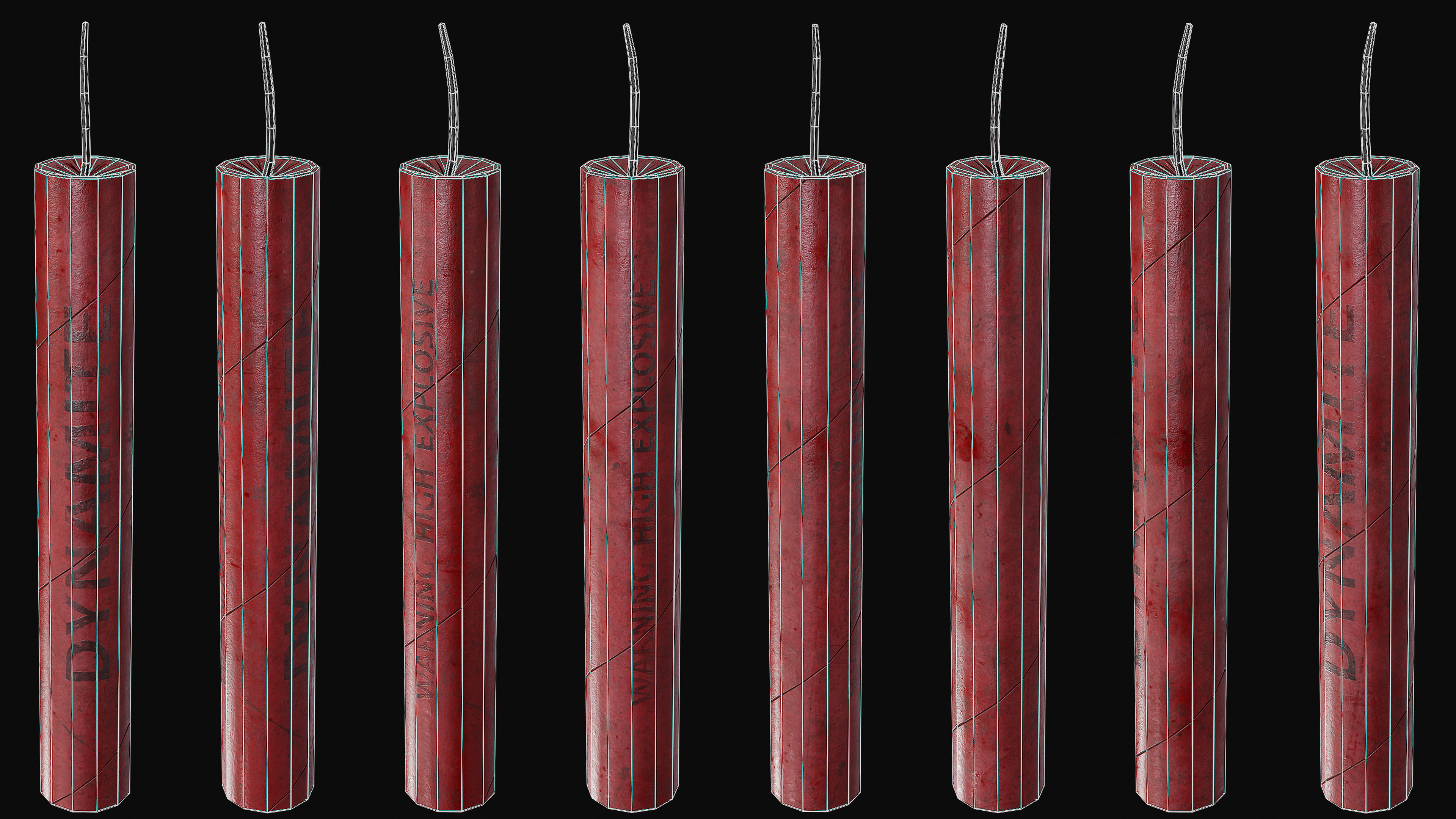 Set of 2 Mining Dynamites Low-poly 3D model_6