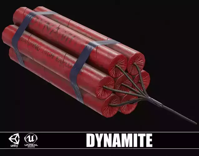 Set of 2 Mining Dynamites Low-poly 3D model