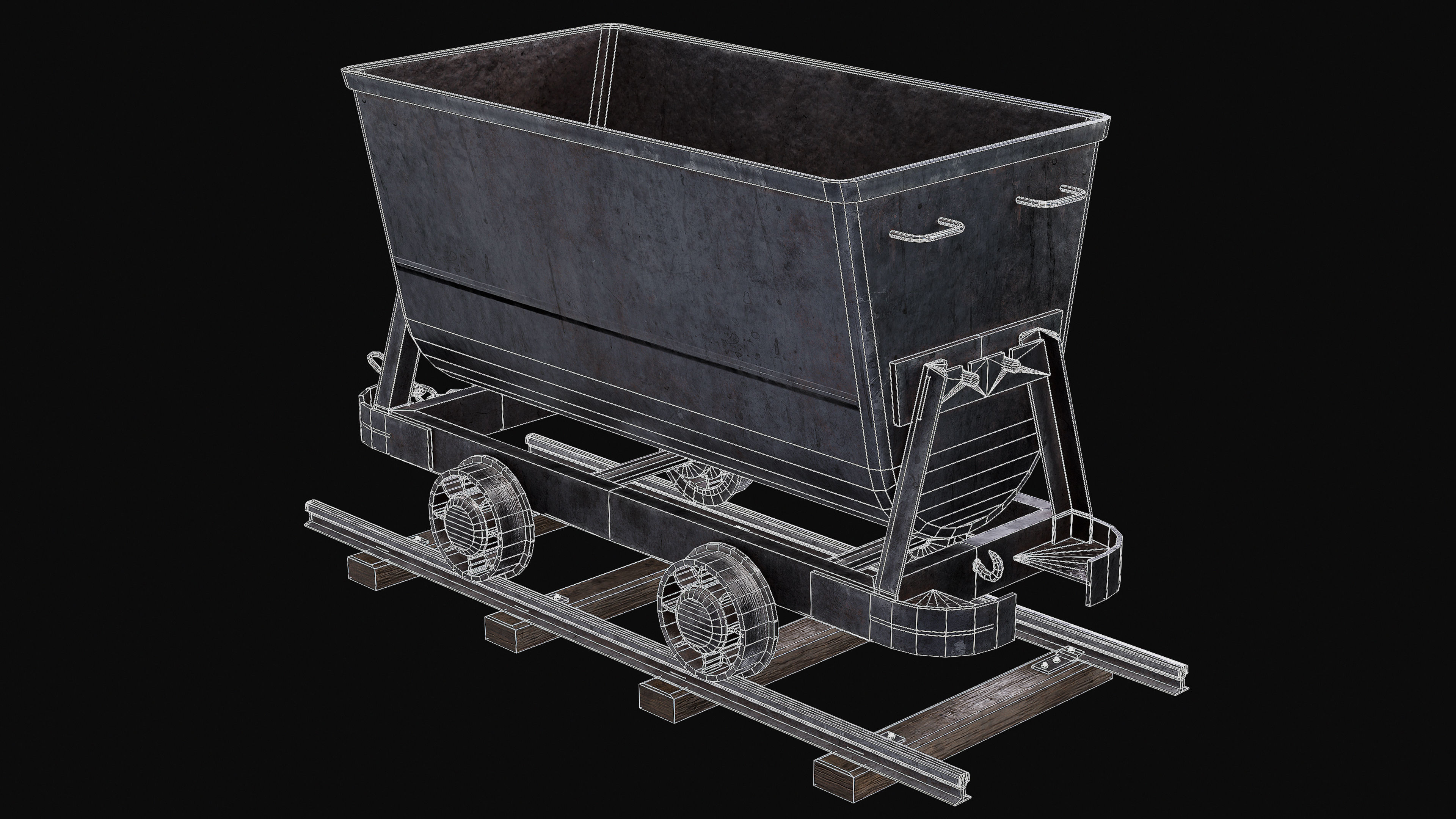Mine Trolley Low-poly 3D model_12