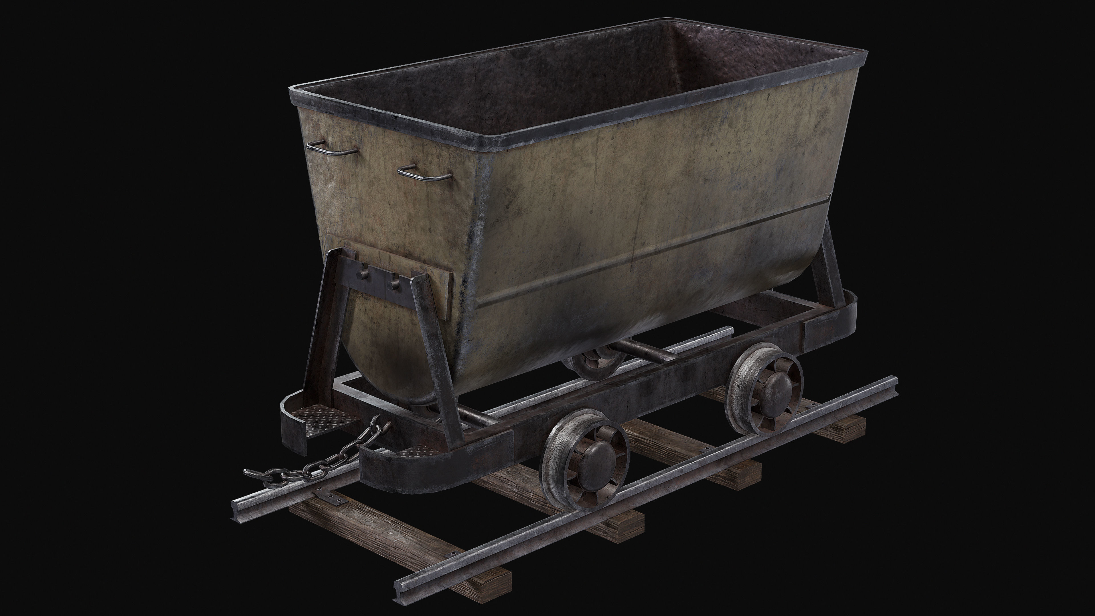 Mine Trolley Low-poly 3D model_6