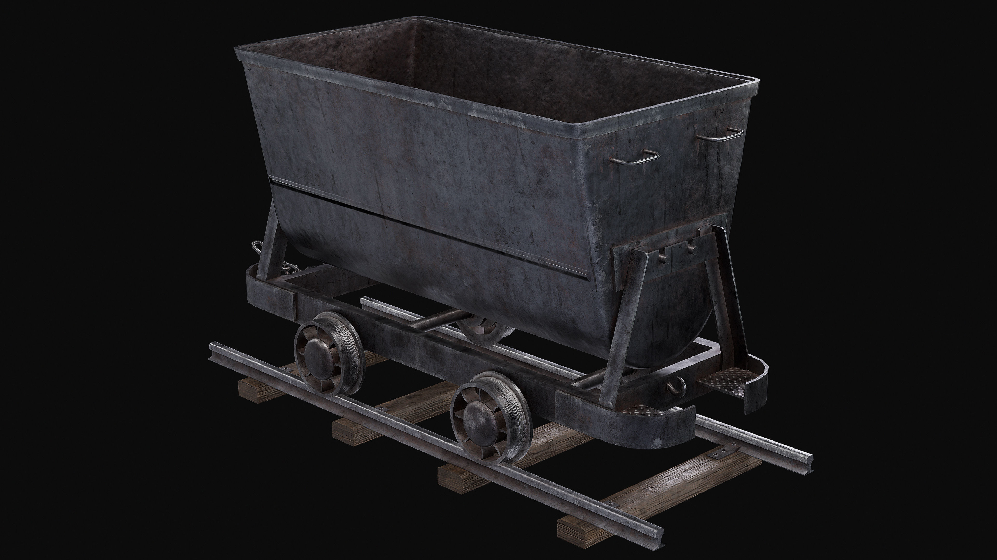 Mine Trolley Low-poly 3D model_8