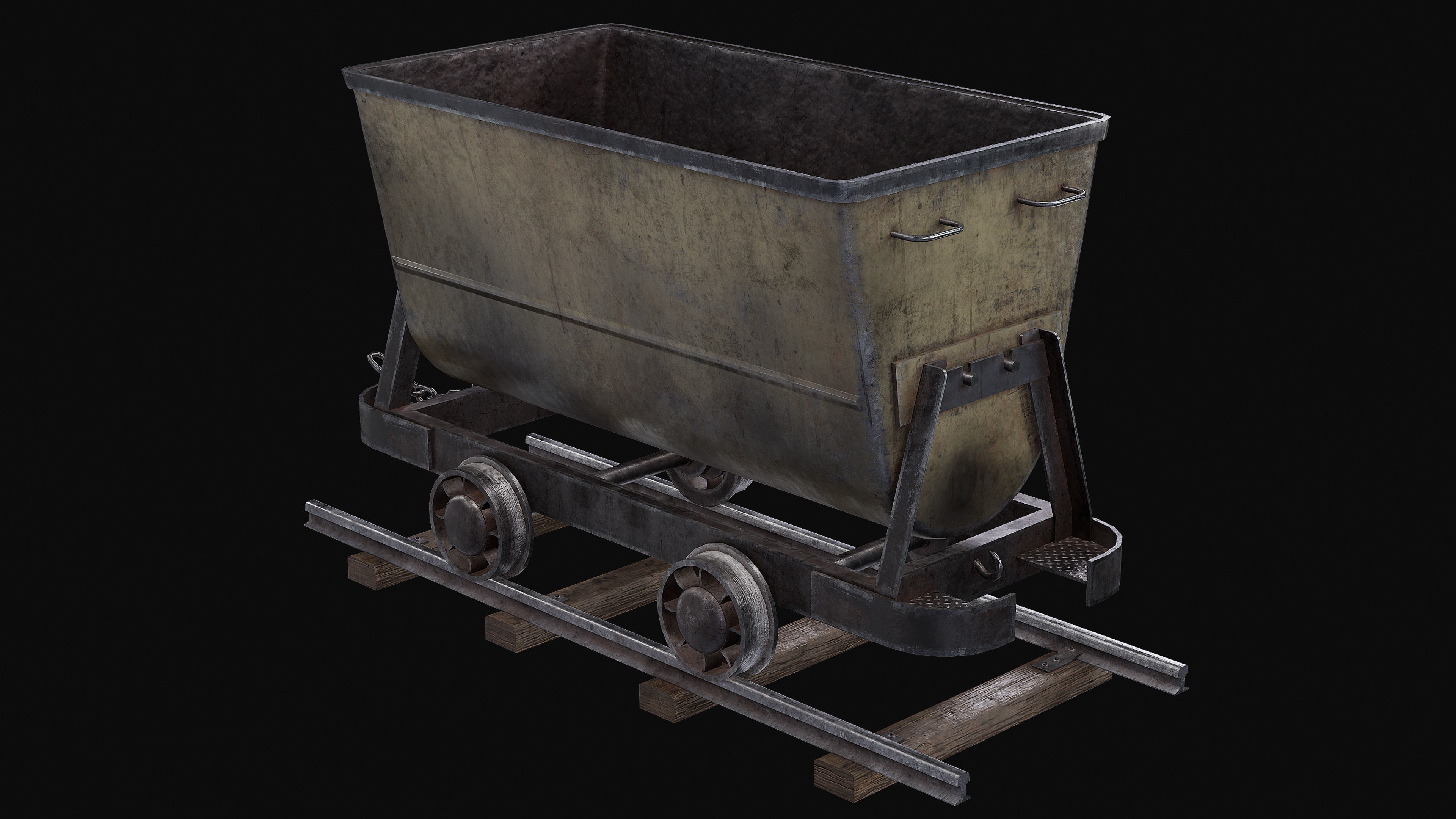 Mine Trolley Low-poly 3D model_11