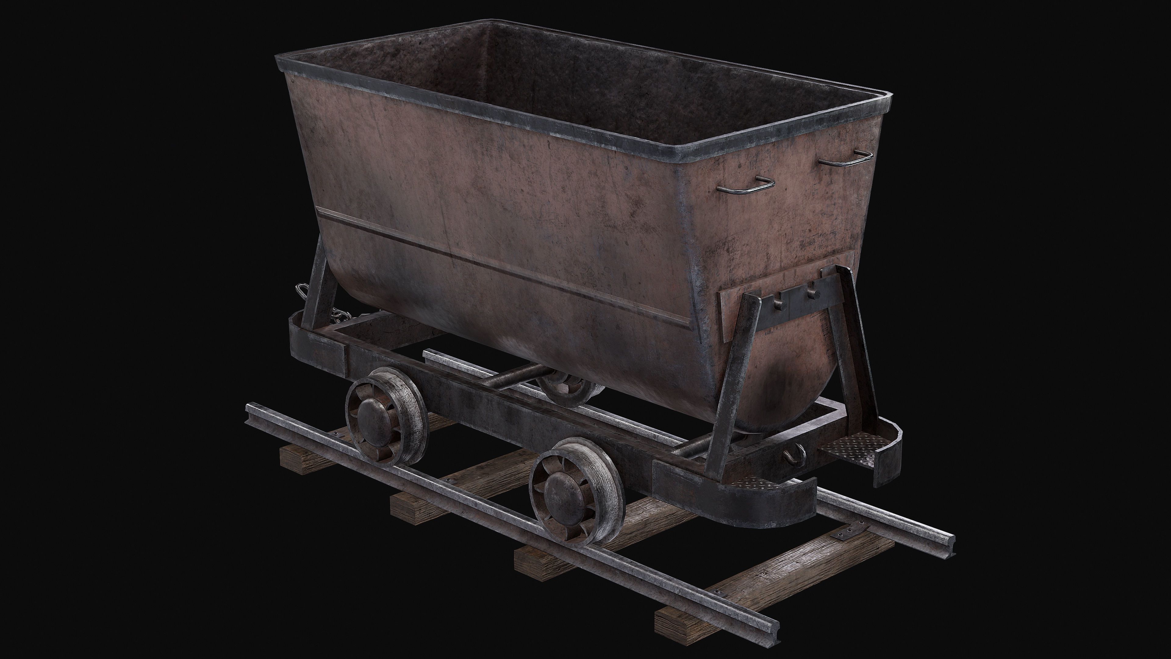 Mine Trolley Low-poly 3D model_10