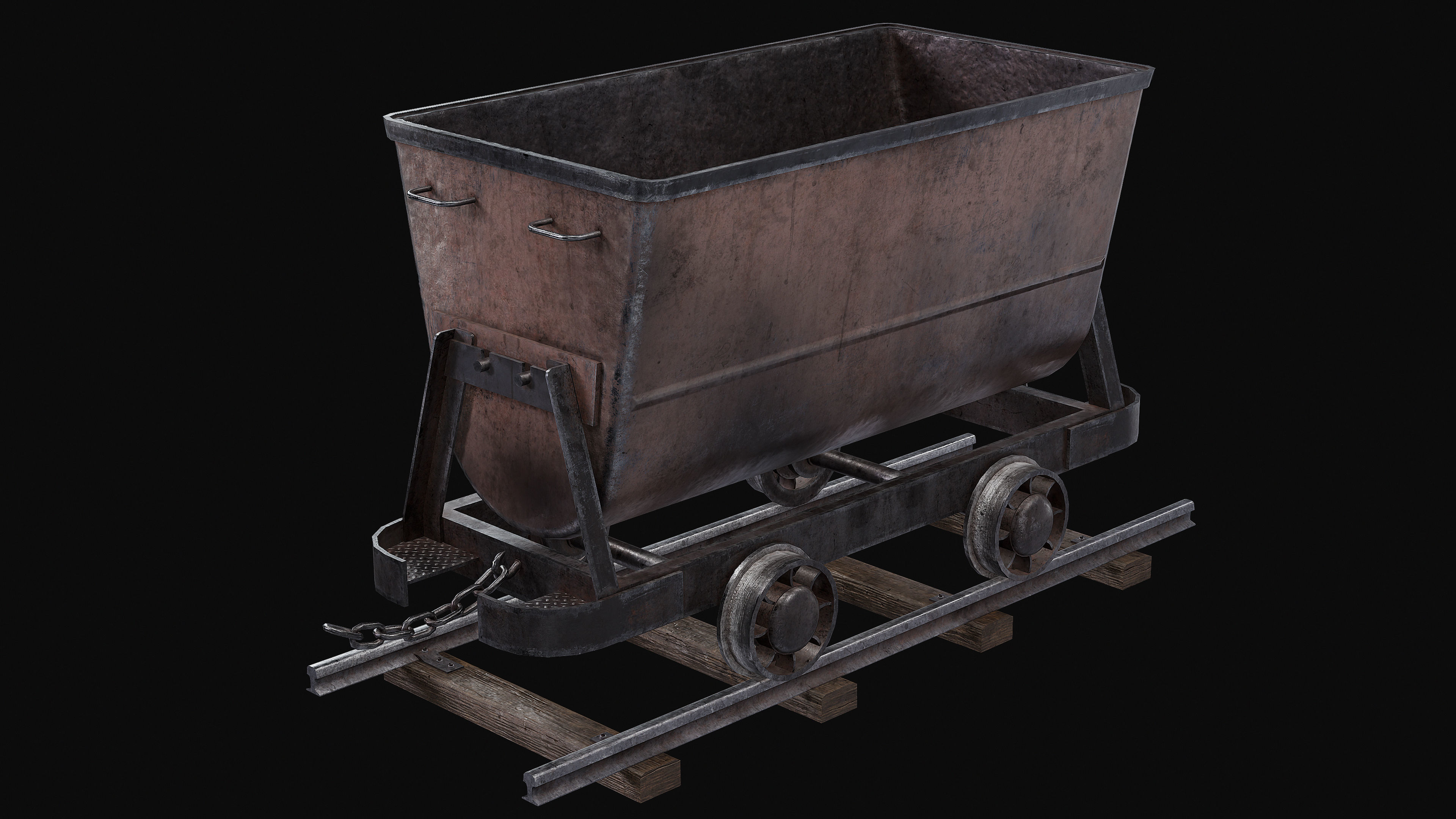 Mine Trolley Low-poly 3D model_5