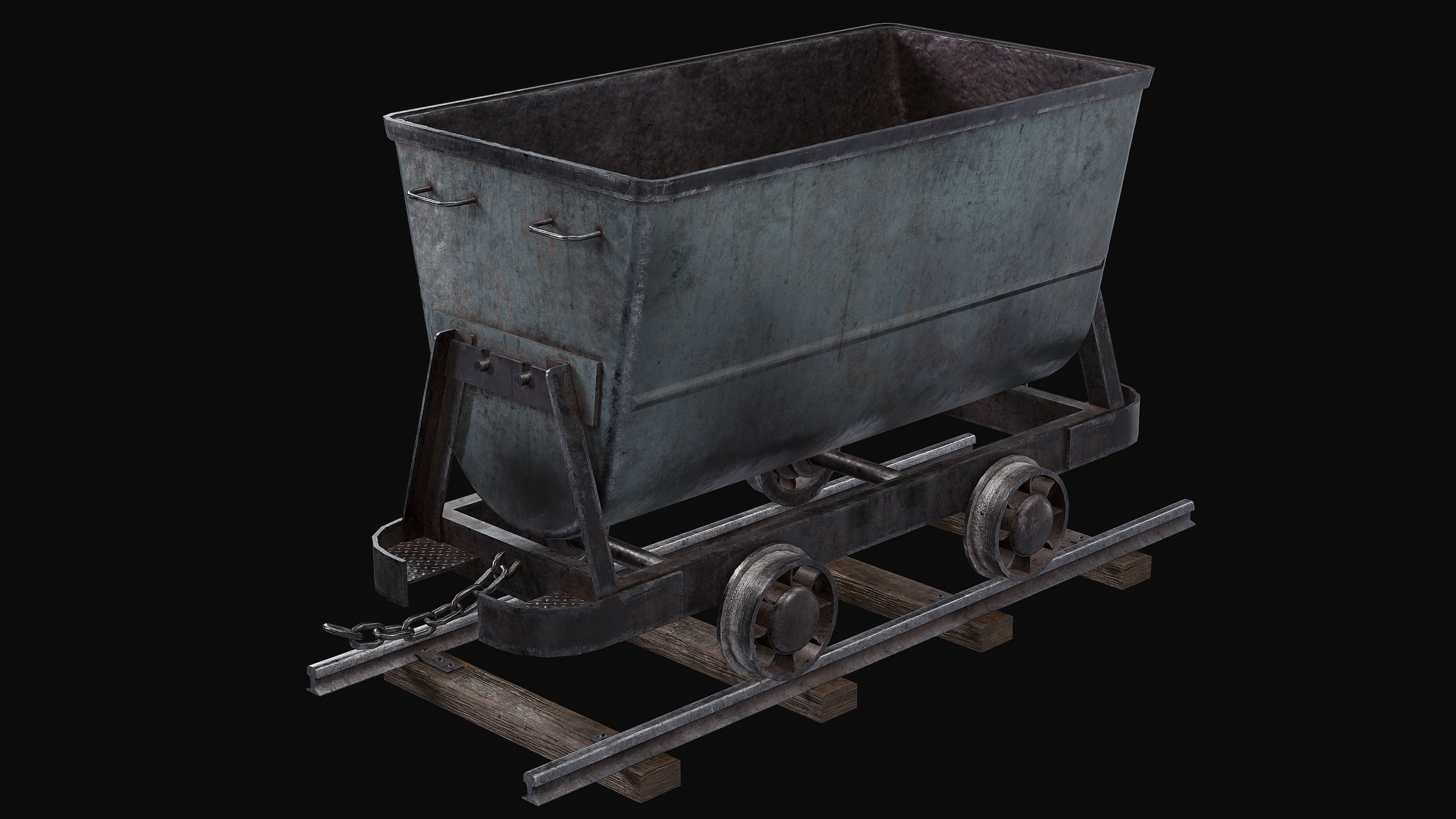Mine Trolley Low-poly 3D model_4
