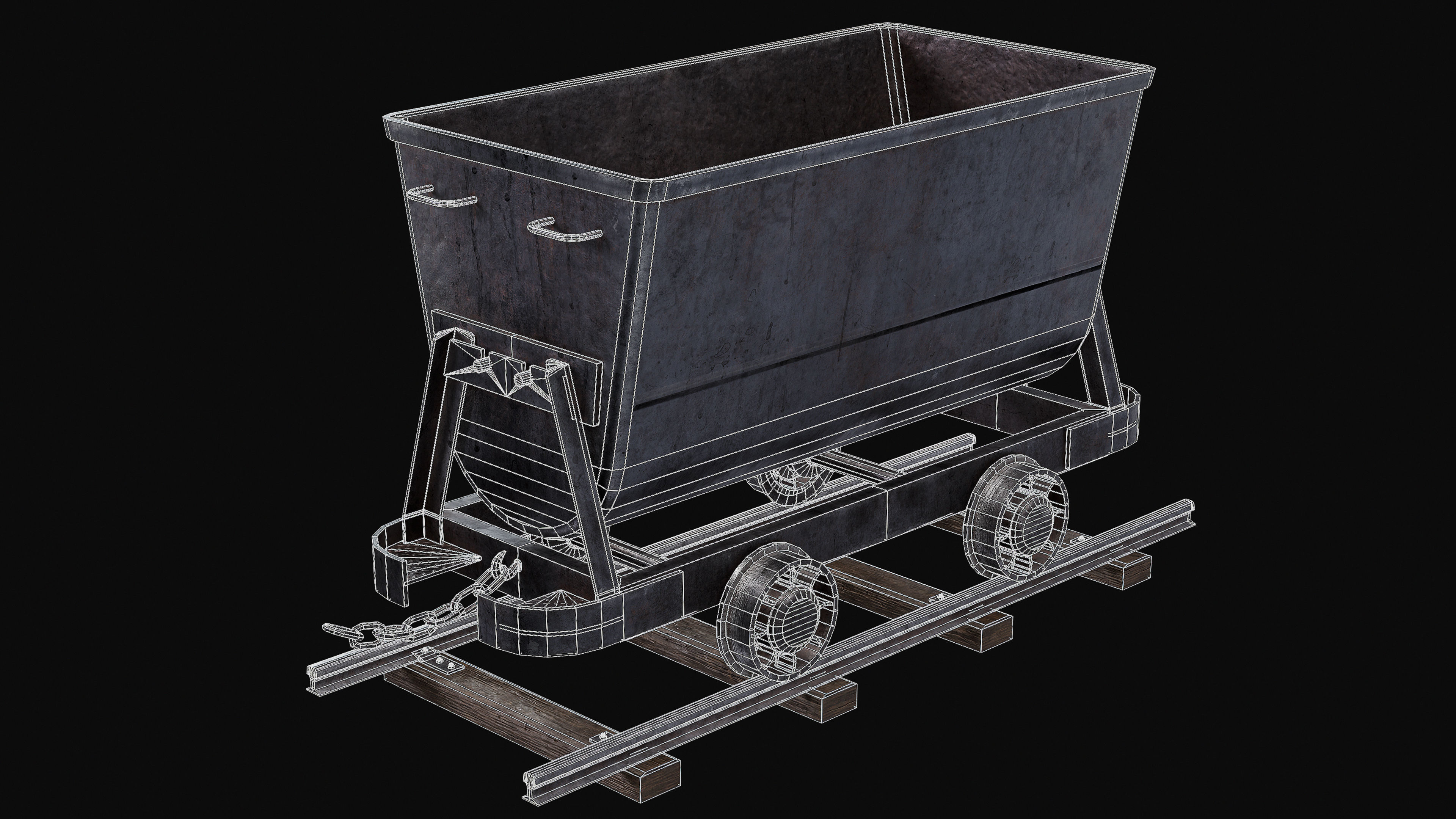 Mine Trolley Low-poly 3D model_7