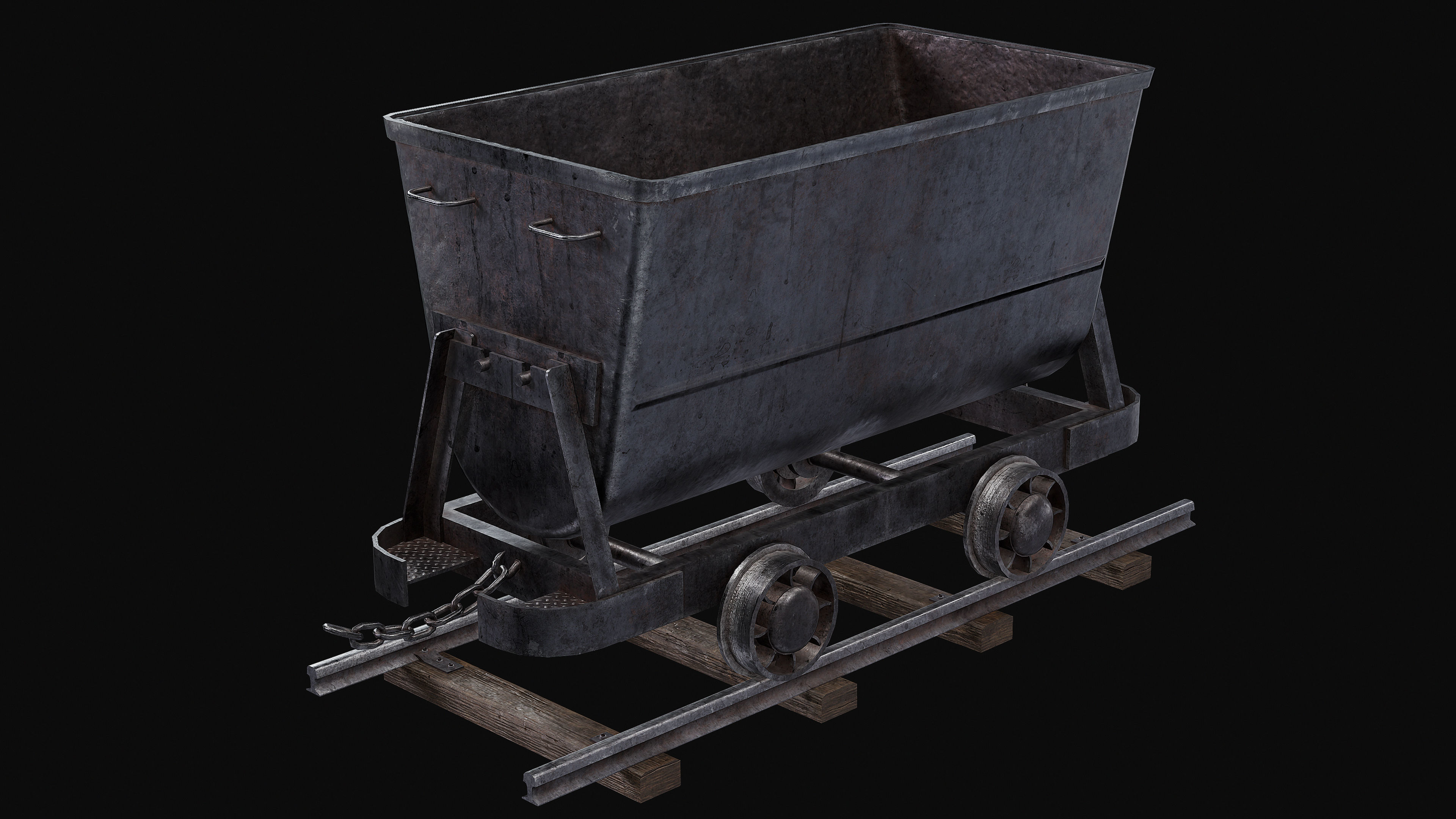 Mine Trolley Low-poly 3D model_3
