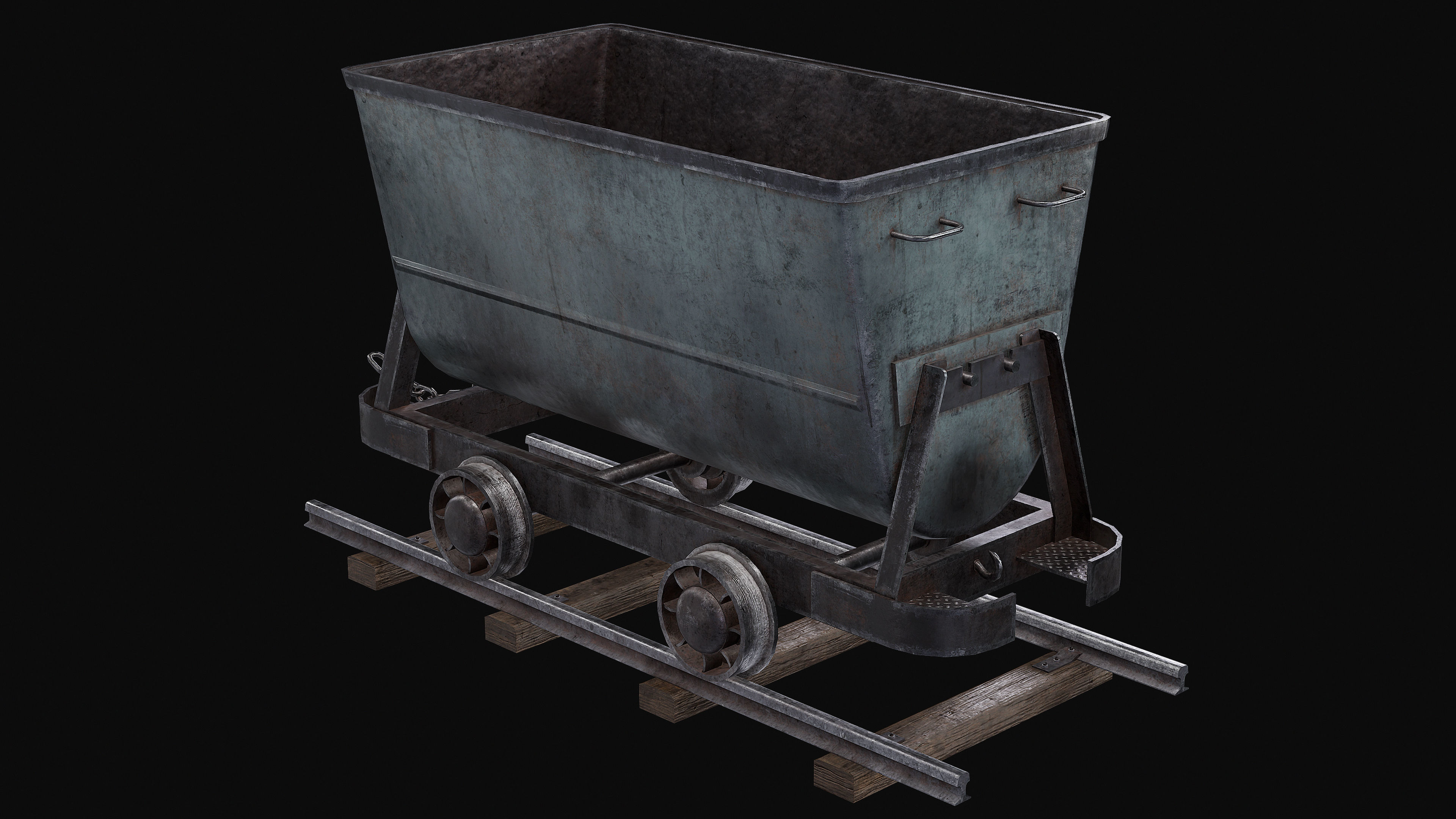 Mine Trolley Low-poly 3D model_9