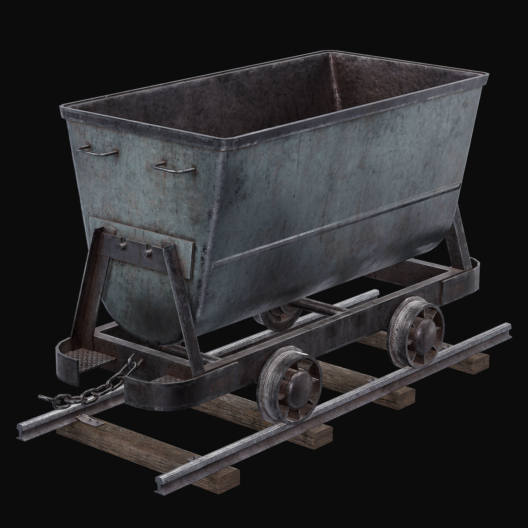 Mine Trolley Low-poly 3D model_2