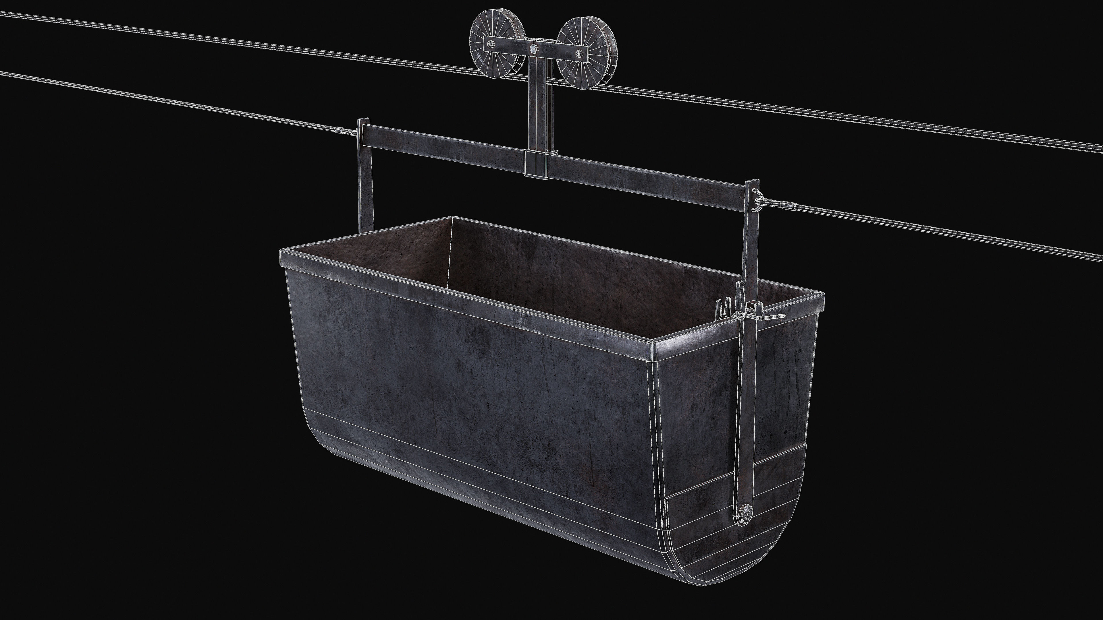 Mine Large Hanging Cart Low-poly 3D model_12