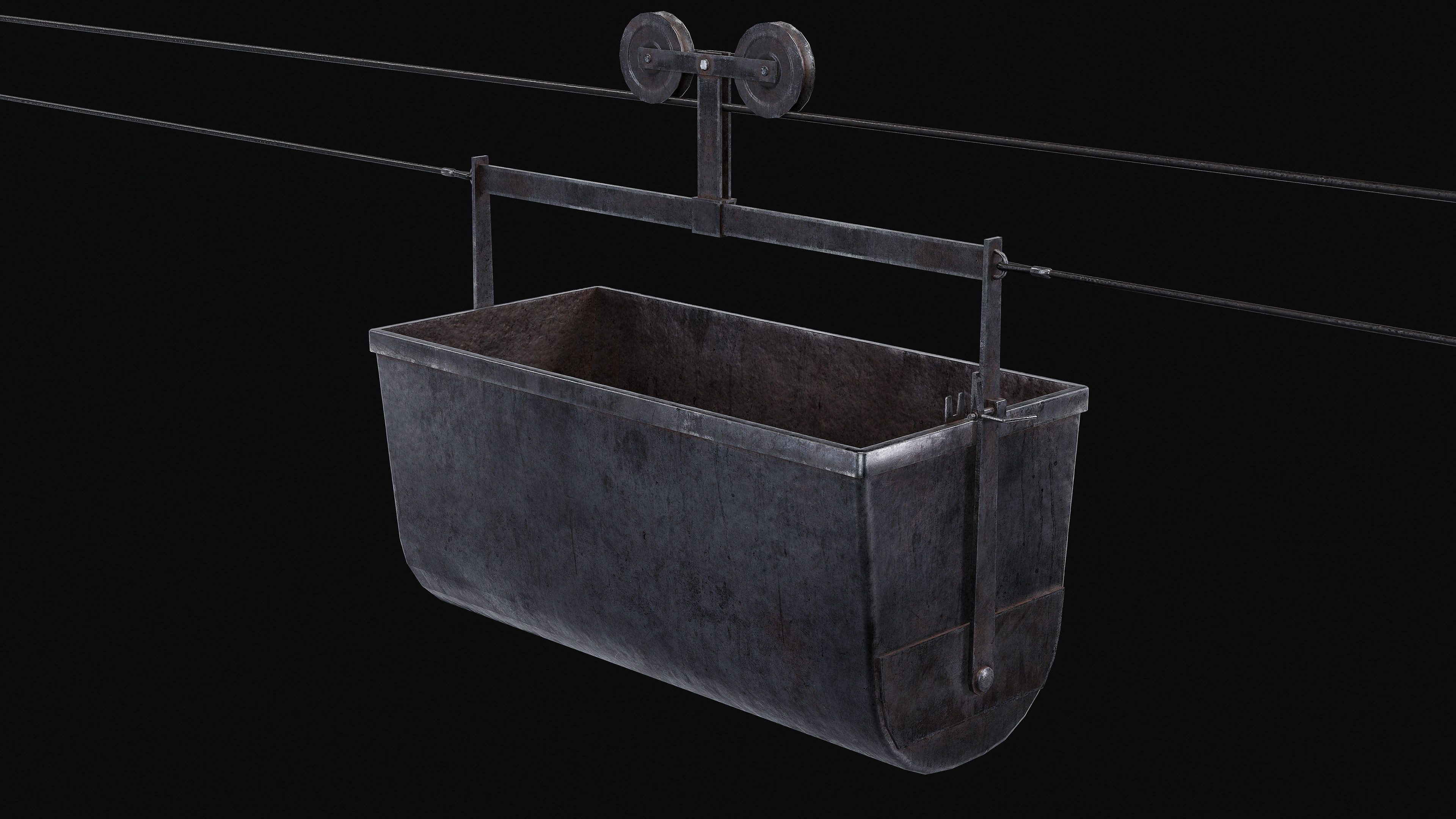 Mine Large Hanging Cart Low-poly 3D model_8