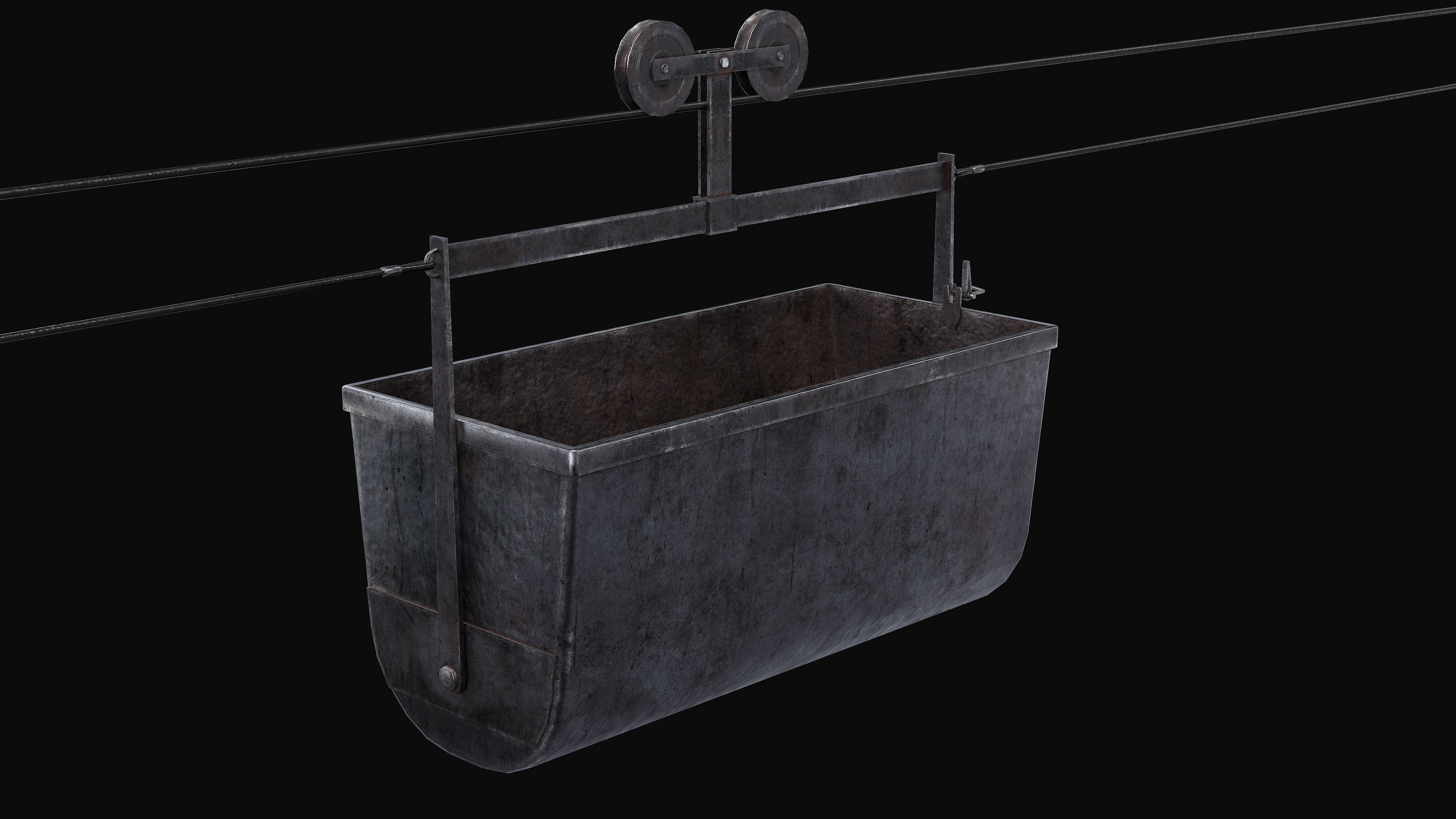 Mine Large Hanging Cart Low-poly 3D model_3