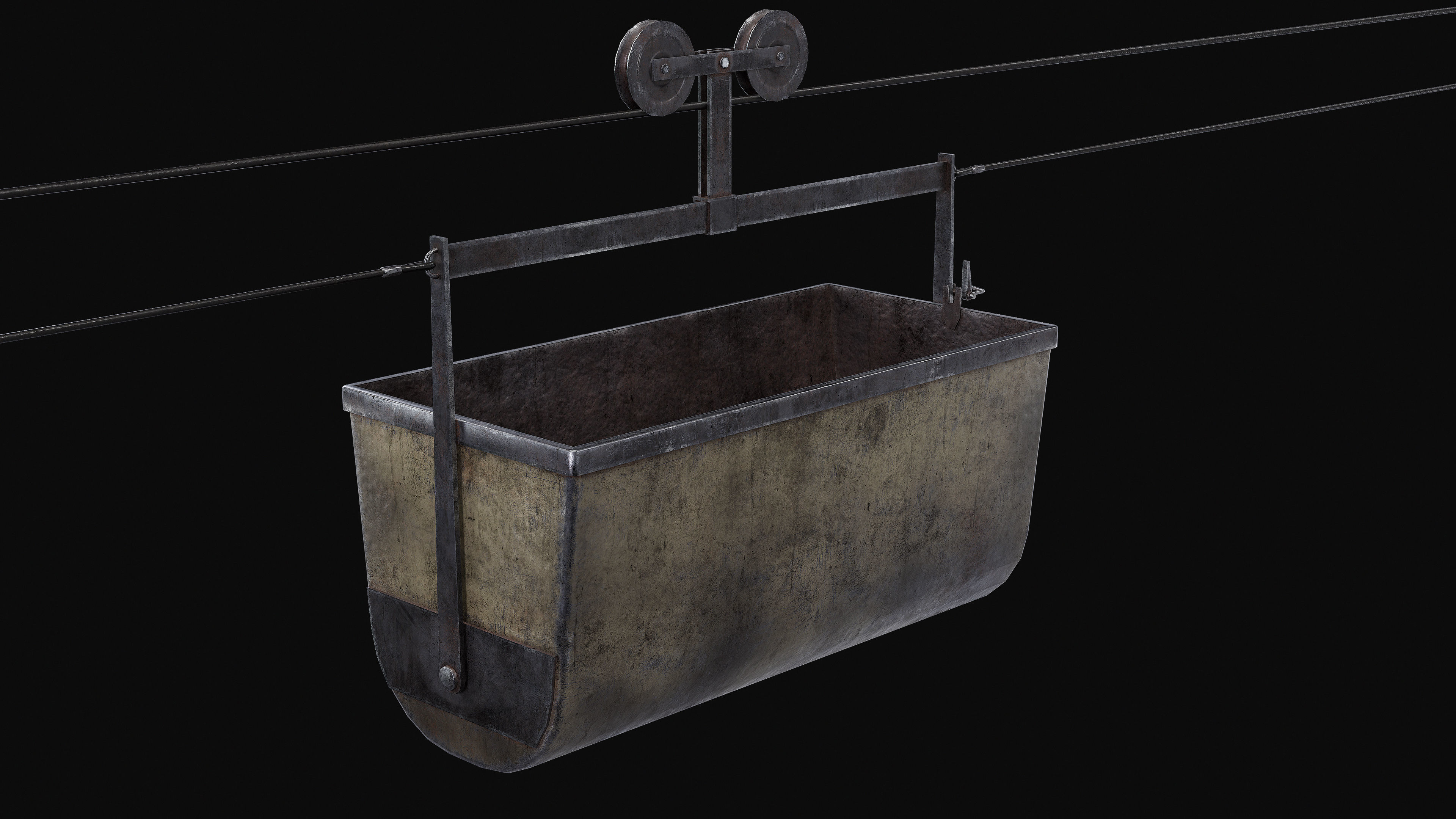 Mine Large Hanging Cart Low-poly 3D model_6