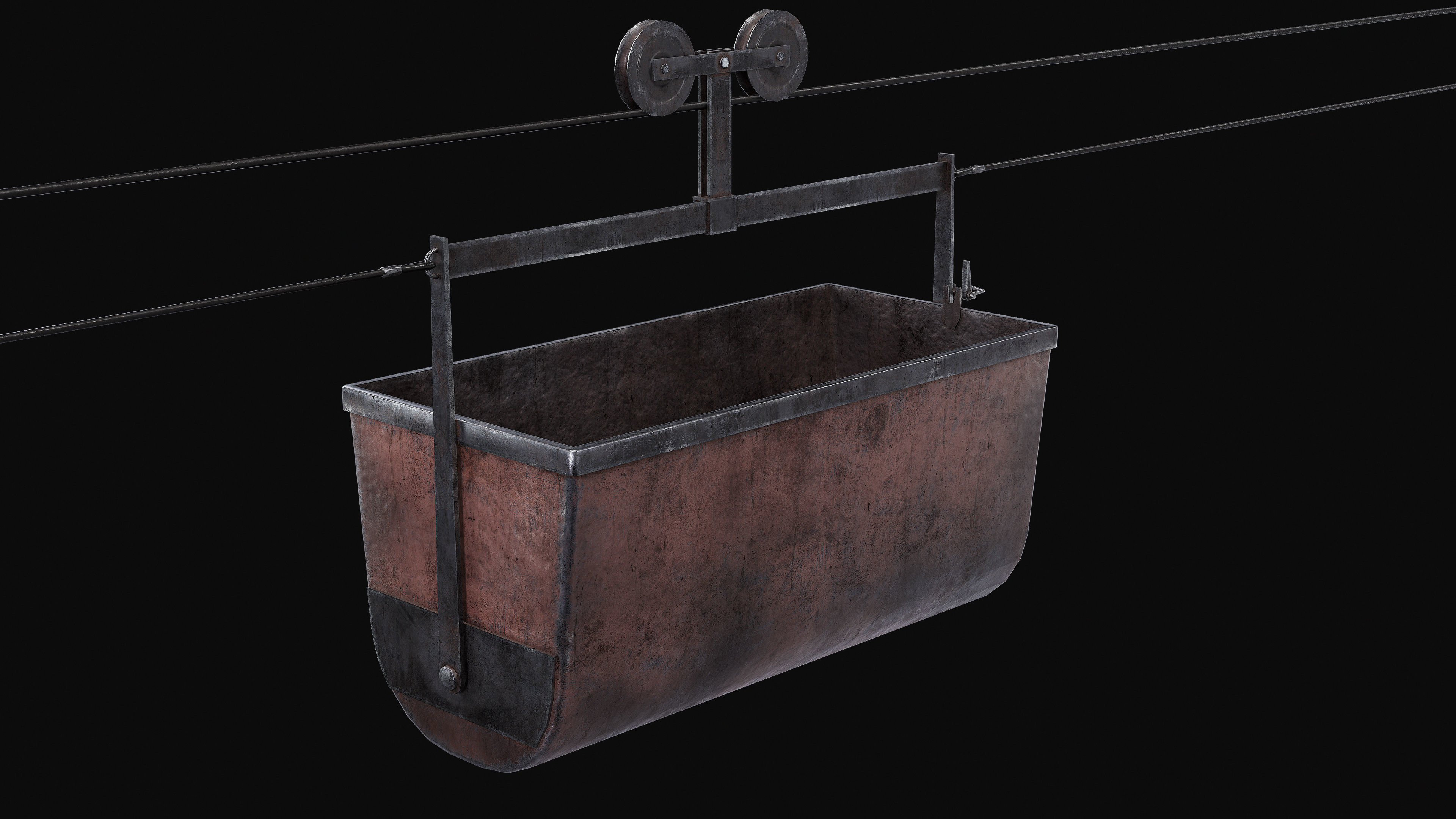 Mine Large Hanging Cart Low-poly 3D model_5
