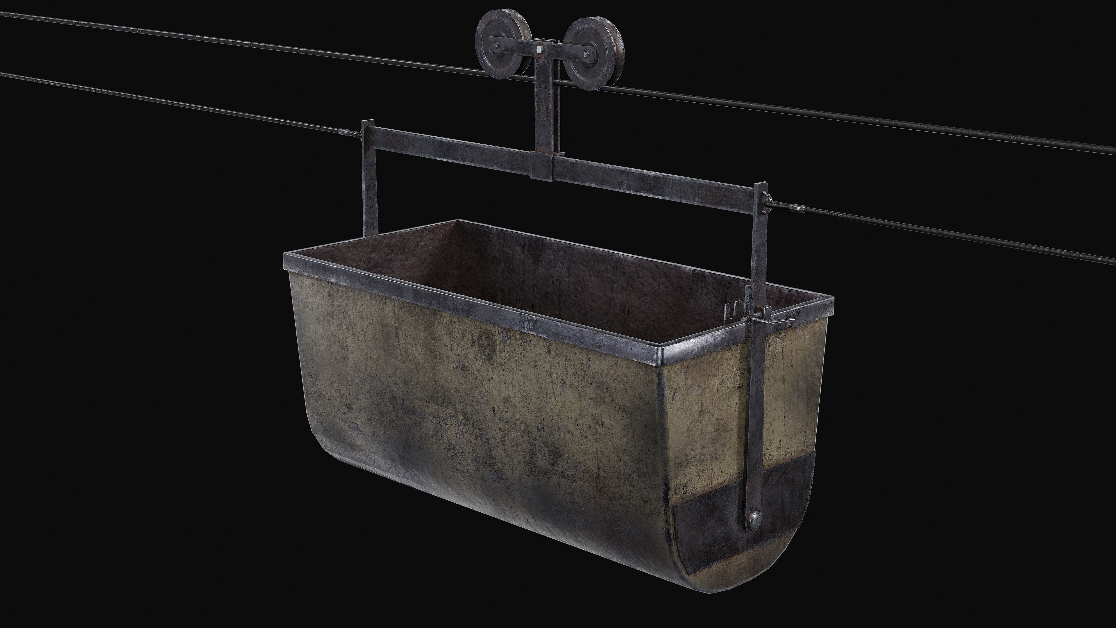 Mine Large Hanging Cart Low-poly 3D model_11