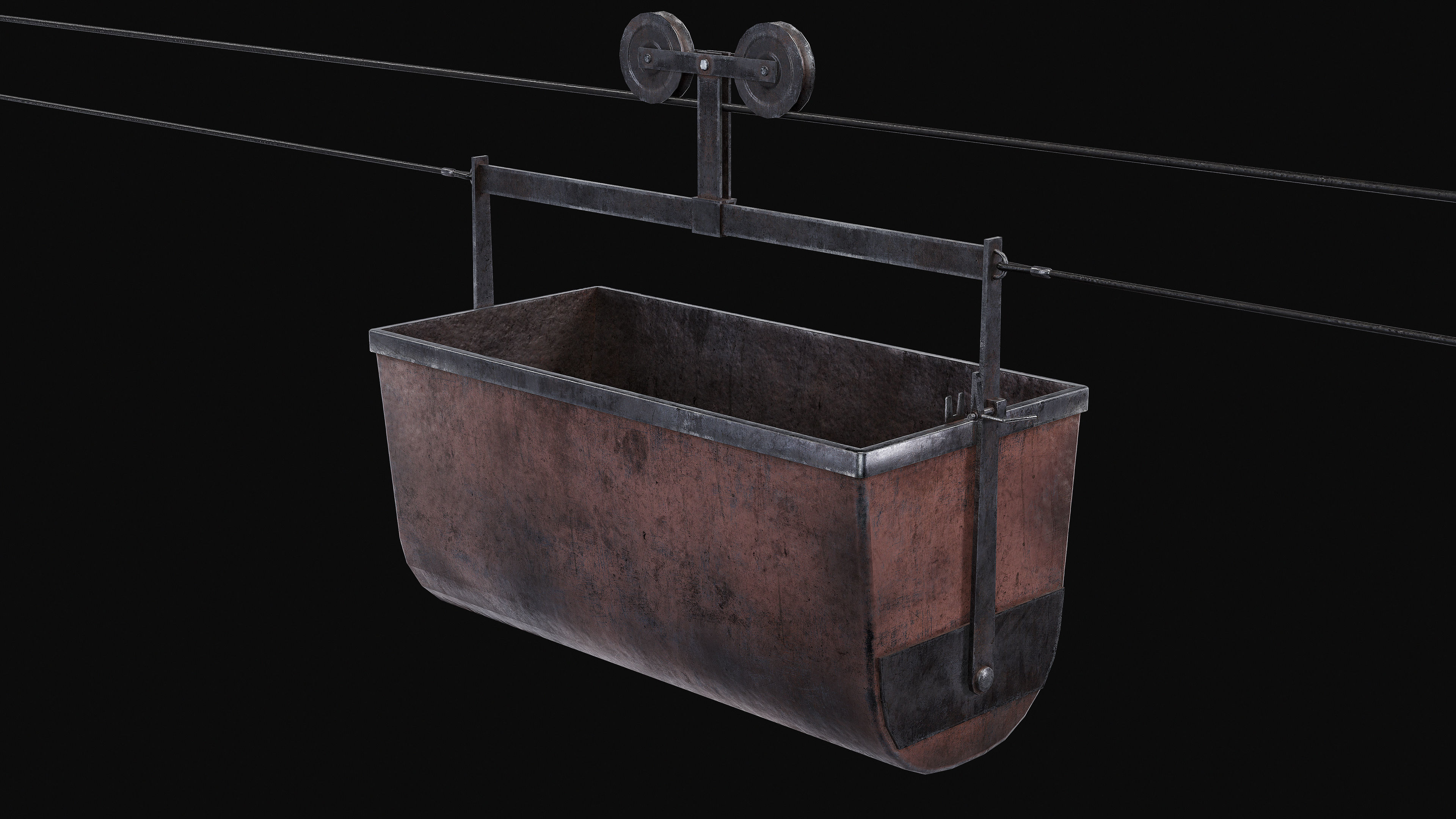 Mine Large Hanging Cart Low-poly 3D model_10