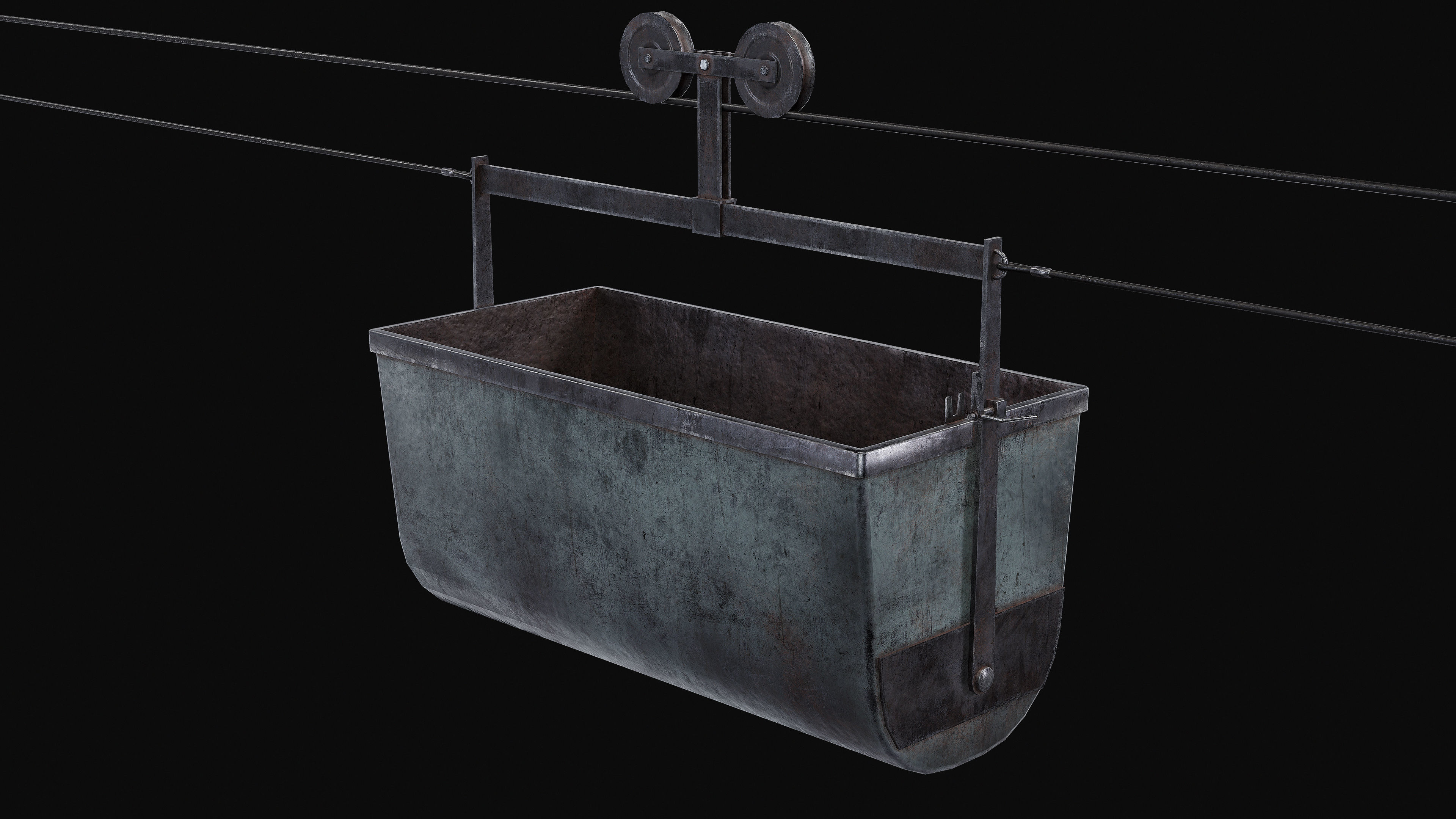 Mine Large Hanging Cart Low-poly 3D model_9