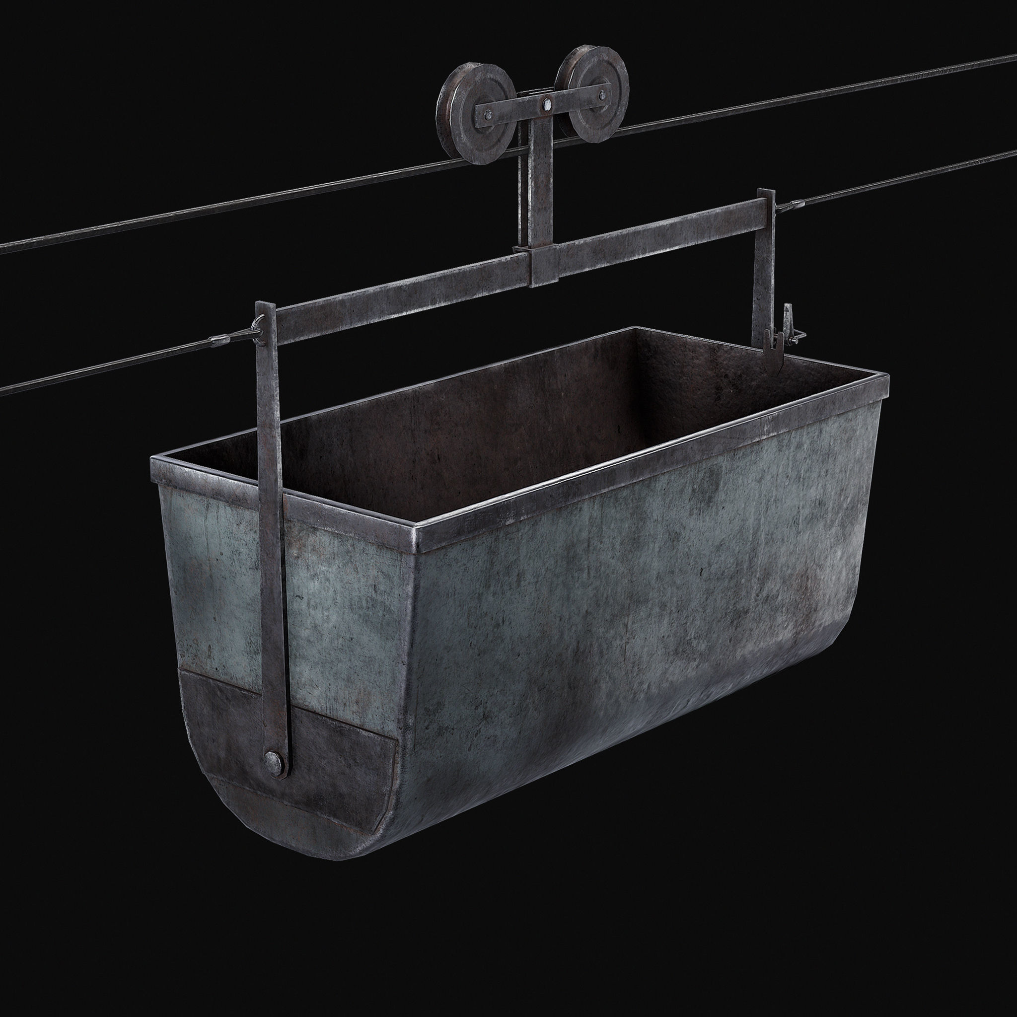 Mine Large Hanging Cart Low-poly 3D model_2