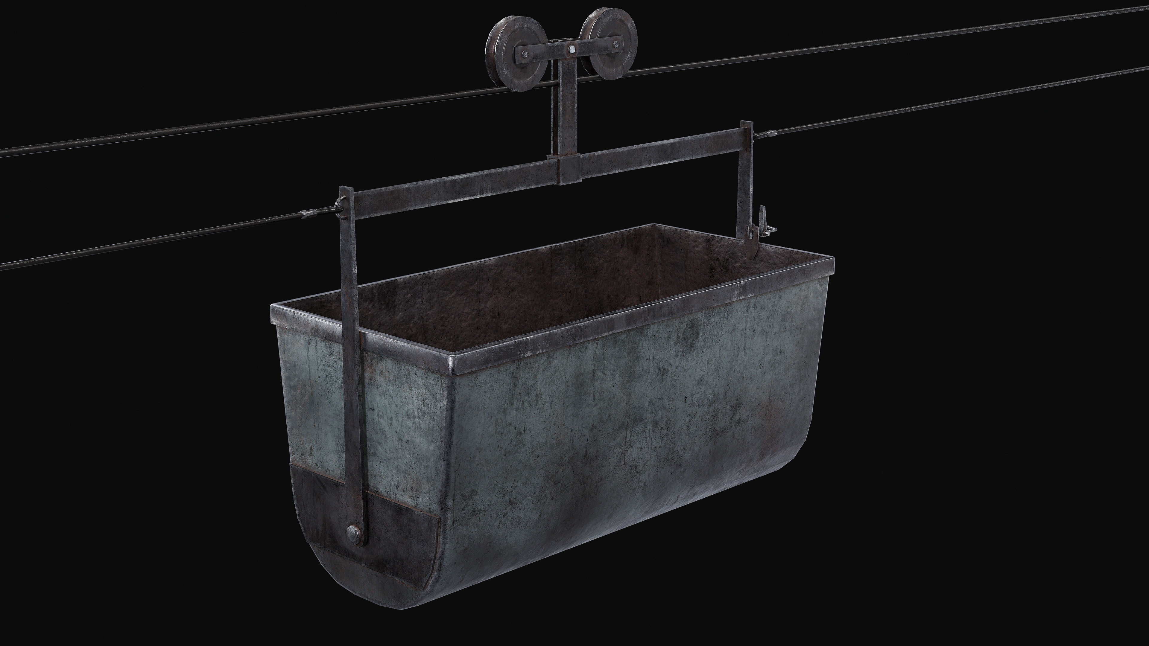 Mine Large Hanging Cart Low-poly 3D model_4
