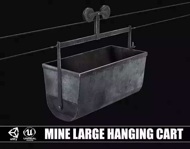 Mine Large Hanging Cart Low-poly 3D model