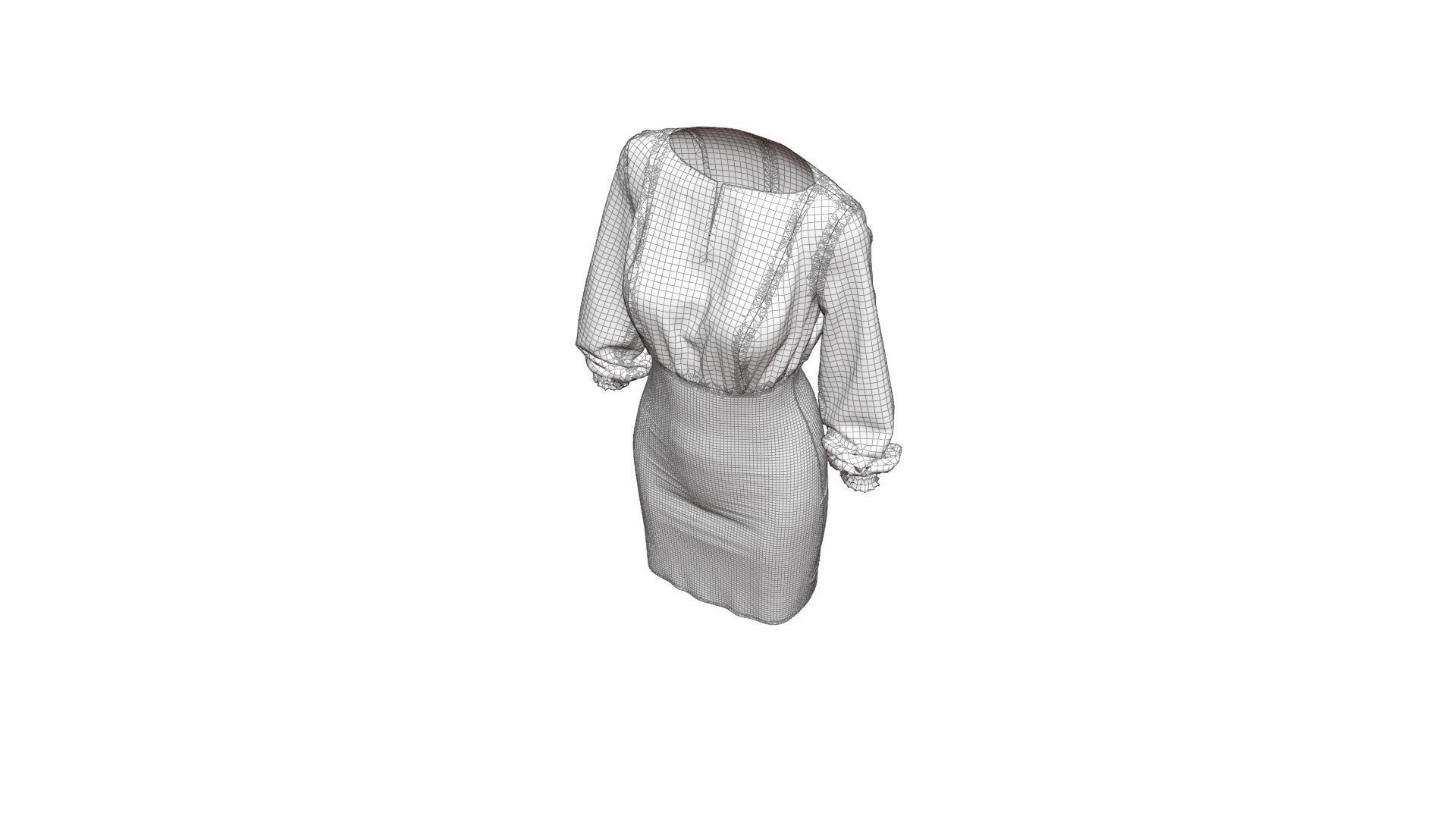 Smart Casual Dress 3D model_24