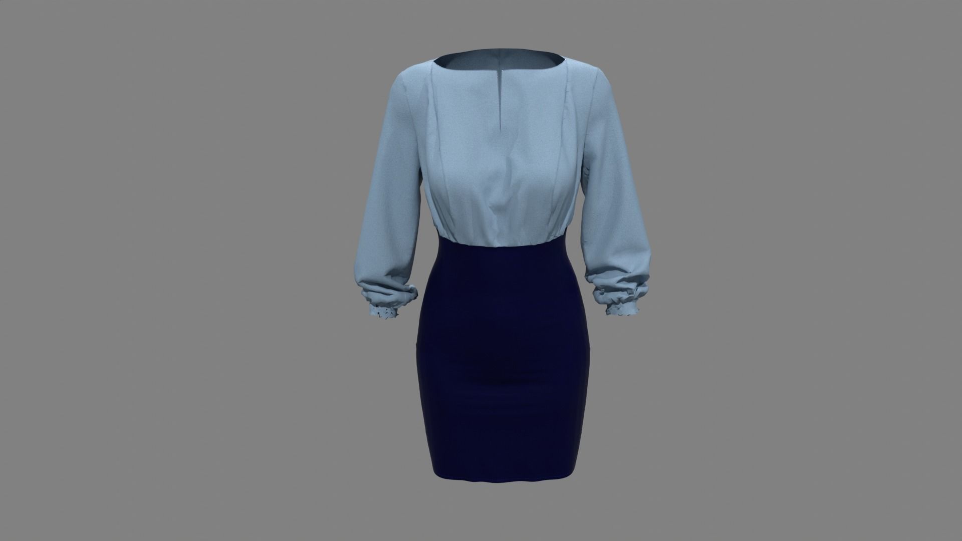 Smart Casual Dress 3D model_9