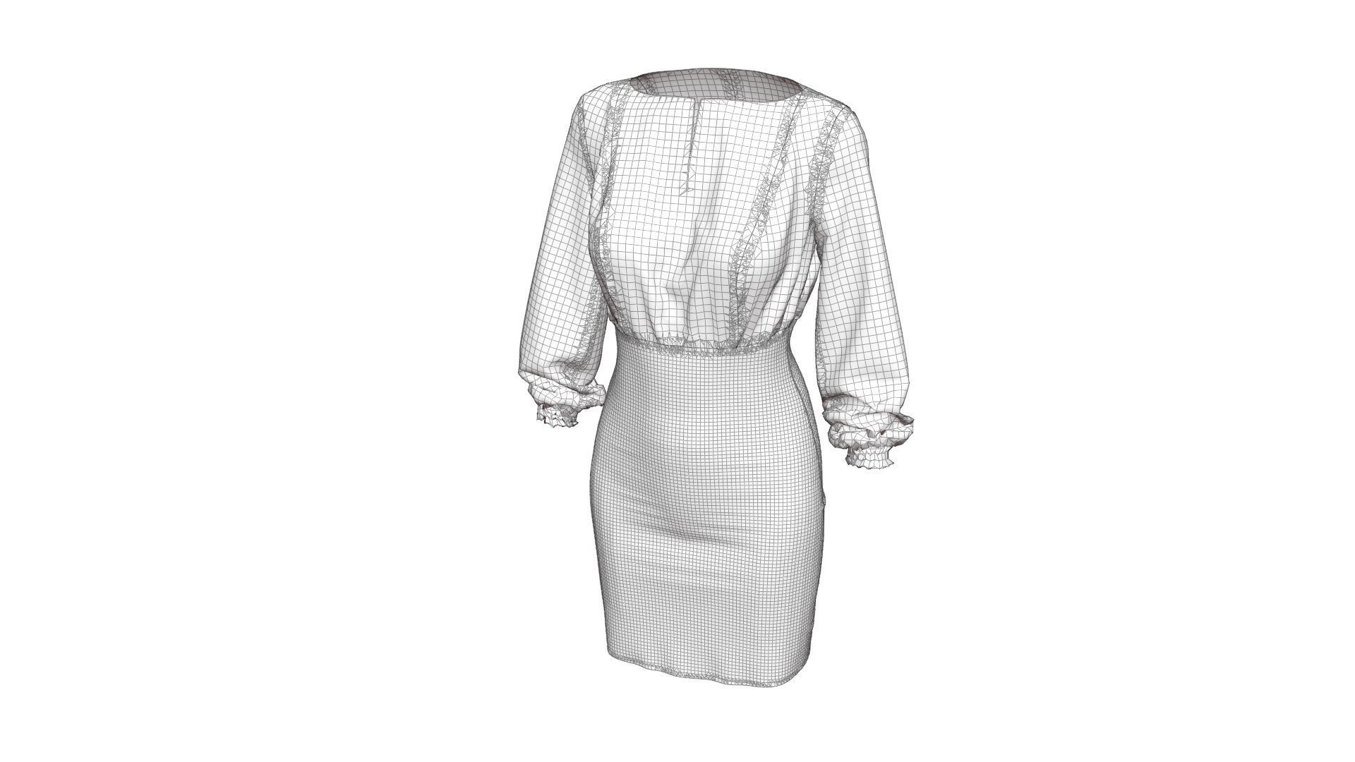 Smart Casual Dress 3D model_14