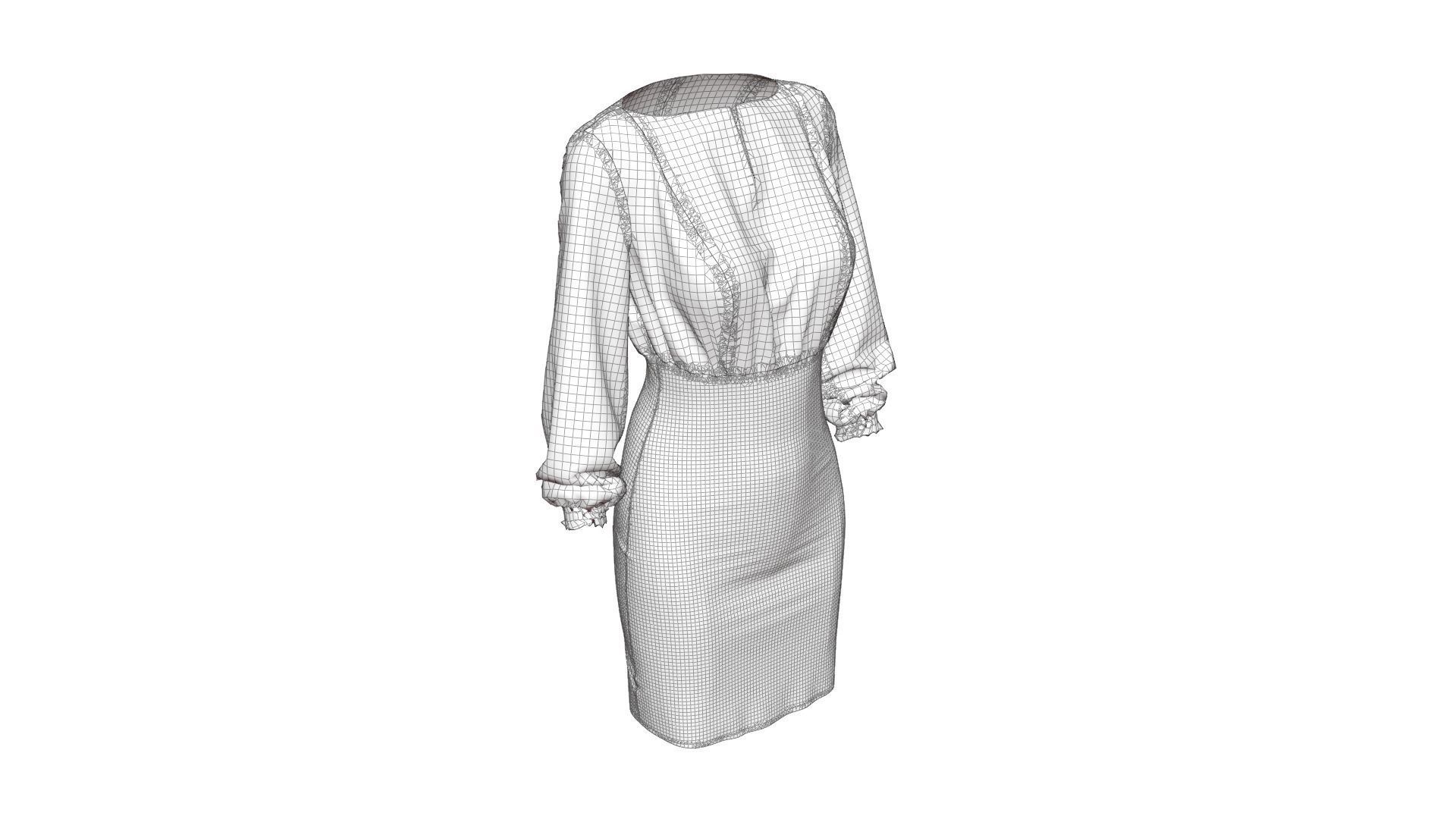 Smart Casual Dress 3D model_20