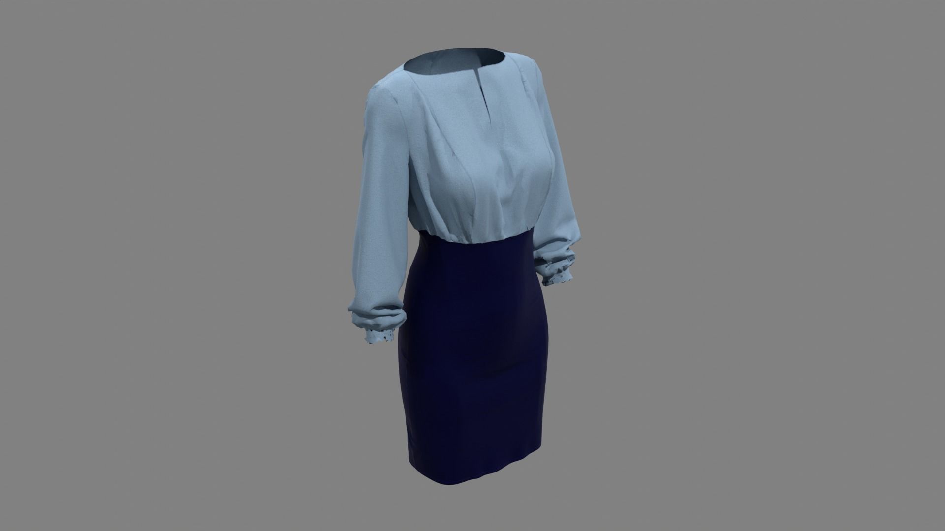 Smart Casual Dress 3D model_7
