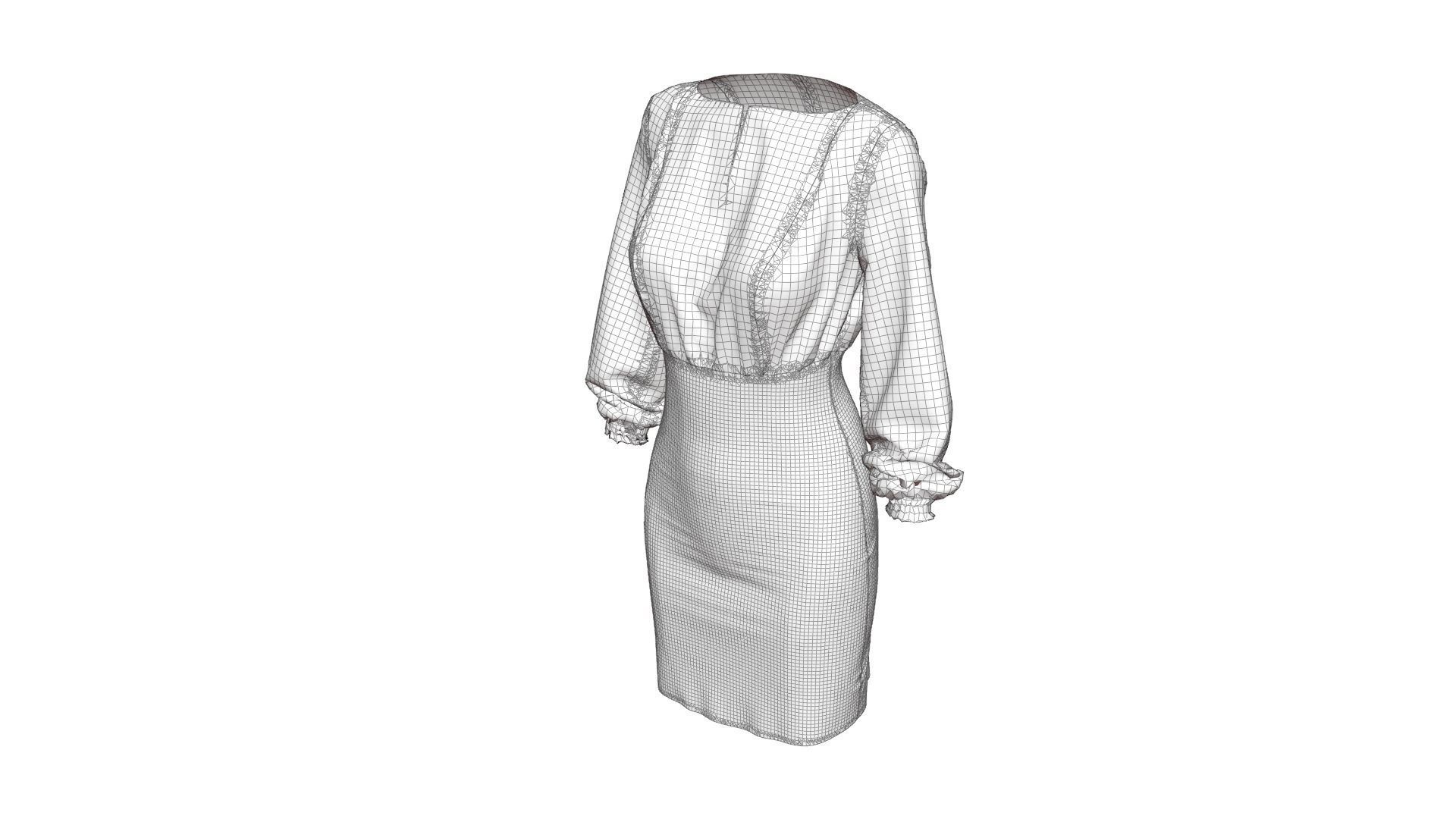 Smart Casual Dress 3D model_15