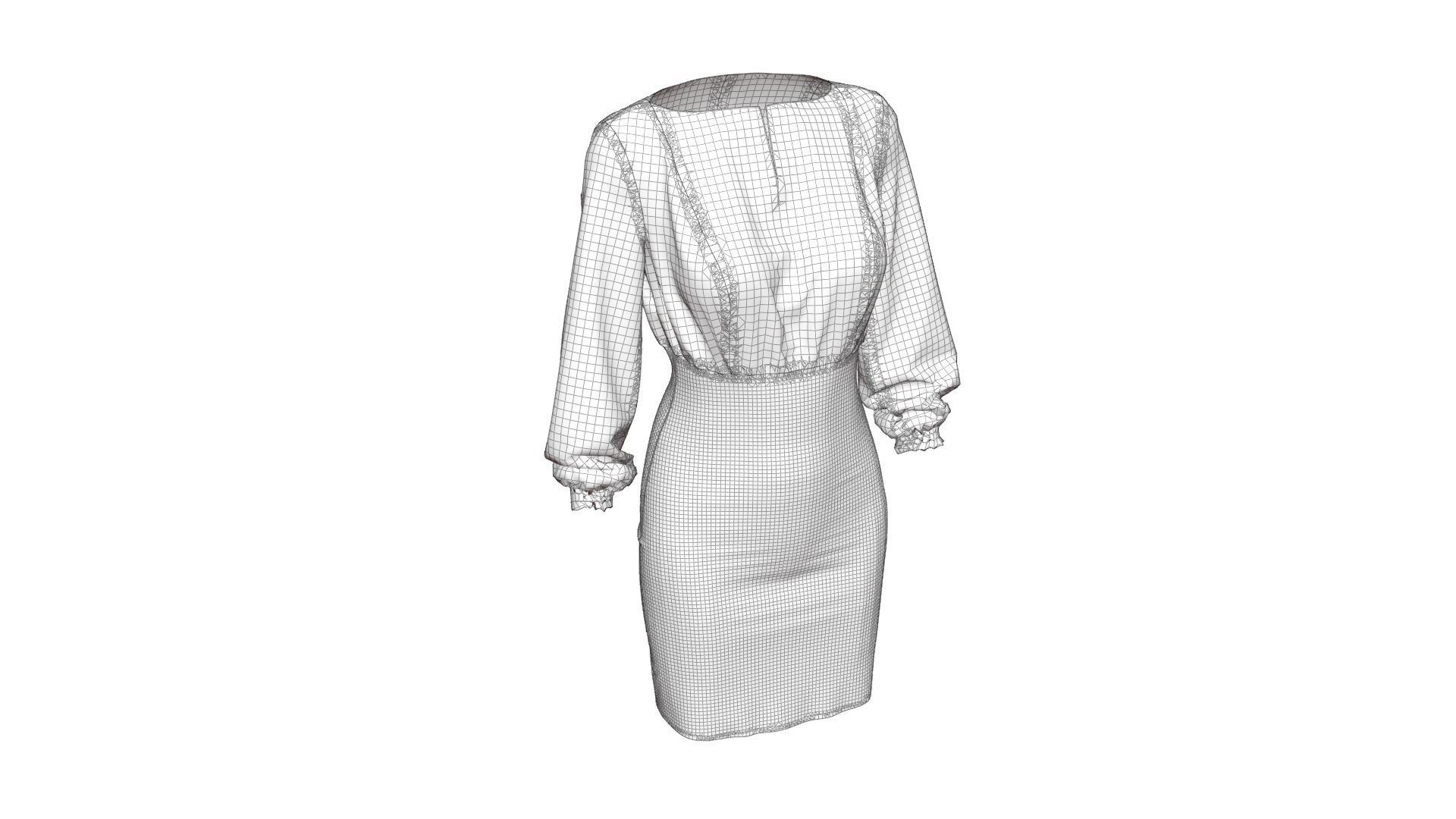 Smart Casual Dress 3D model_21