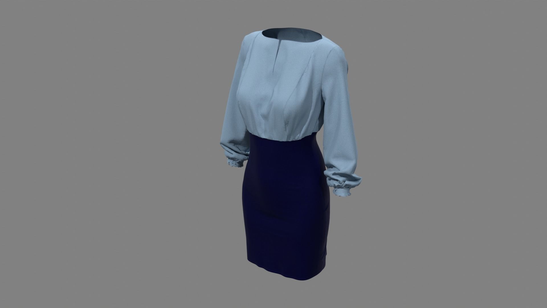 Smart Casual Dress 3D model_2