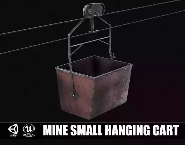 Mine Small Hanging Cart Low-poly 3D model