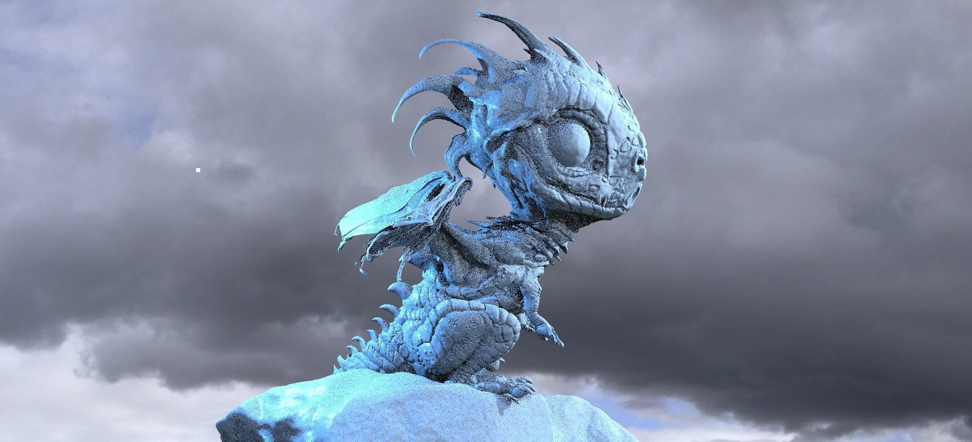 Baby Dragon Sculpture 1 3D model_2