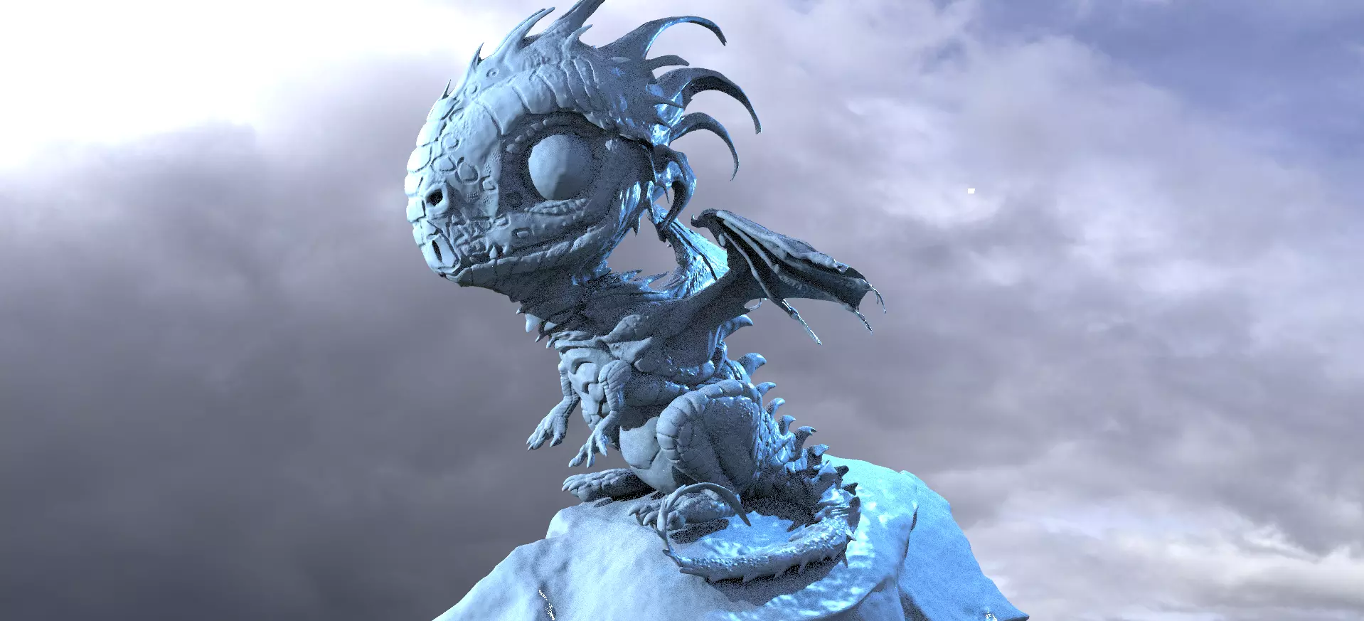 Baby Dragon Sculpture 1 3D model_0