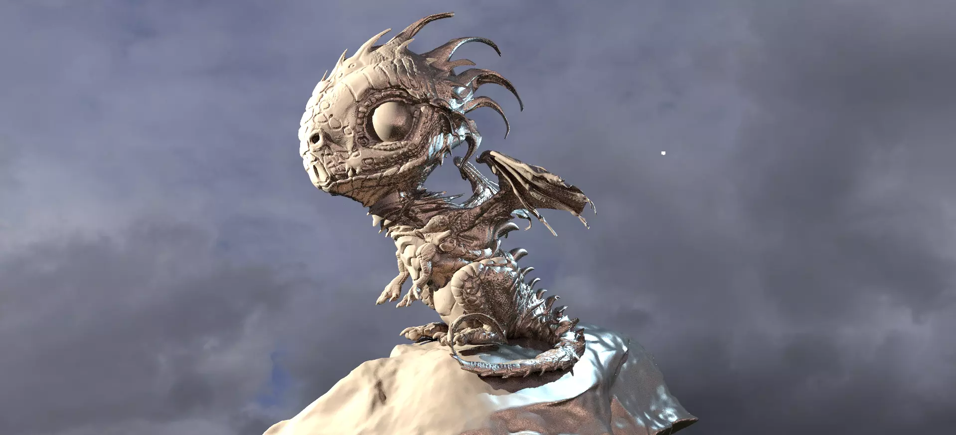 Baby Dragon Sculpture 2 3D model_0