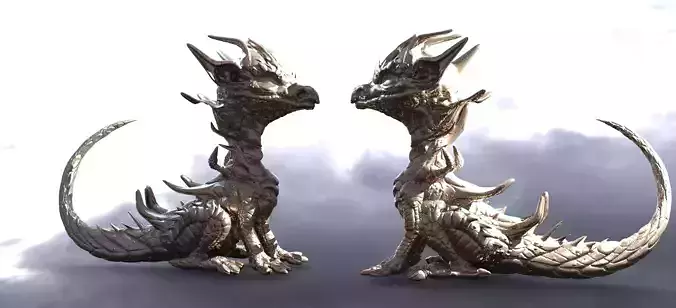 Baby Dragon Sculpture mirrored  3D model