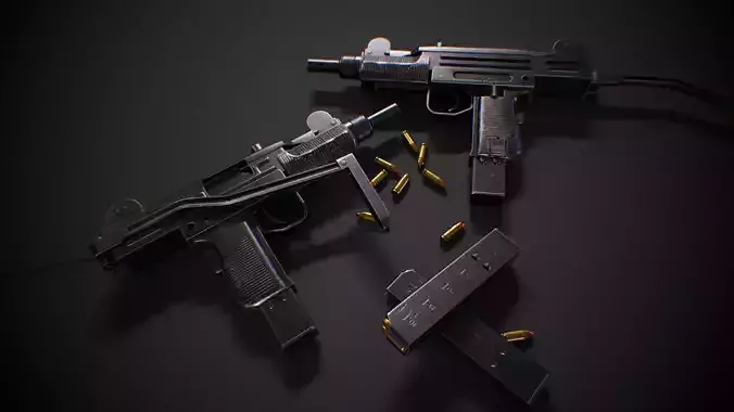 Mini UZI Gun Low-poly 3D model