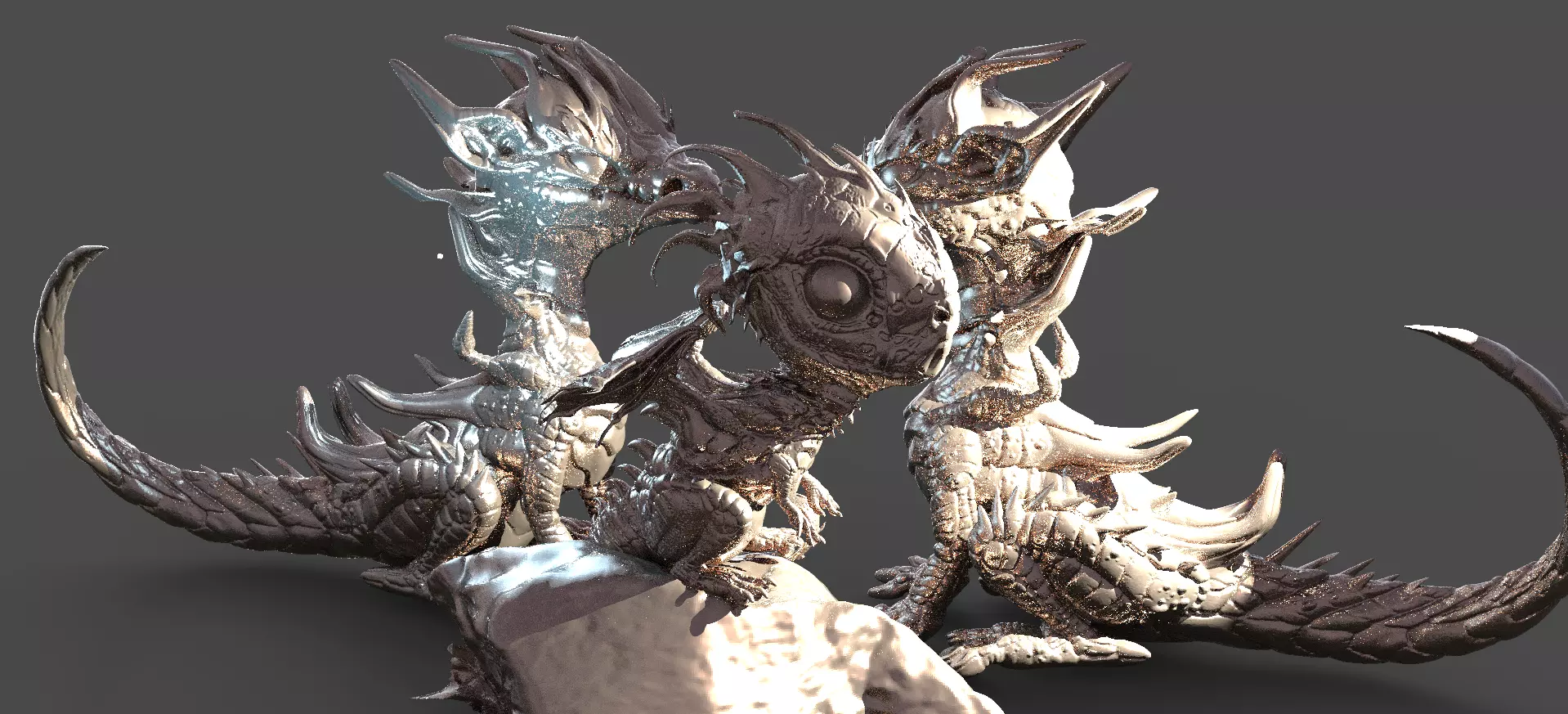 Baby Dragon Sculpture 2 models  3D model_0