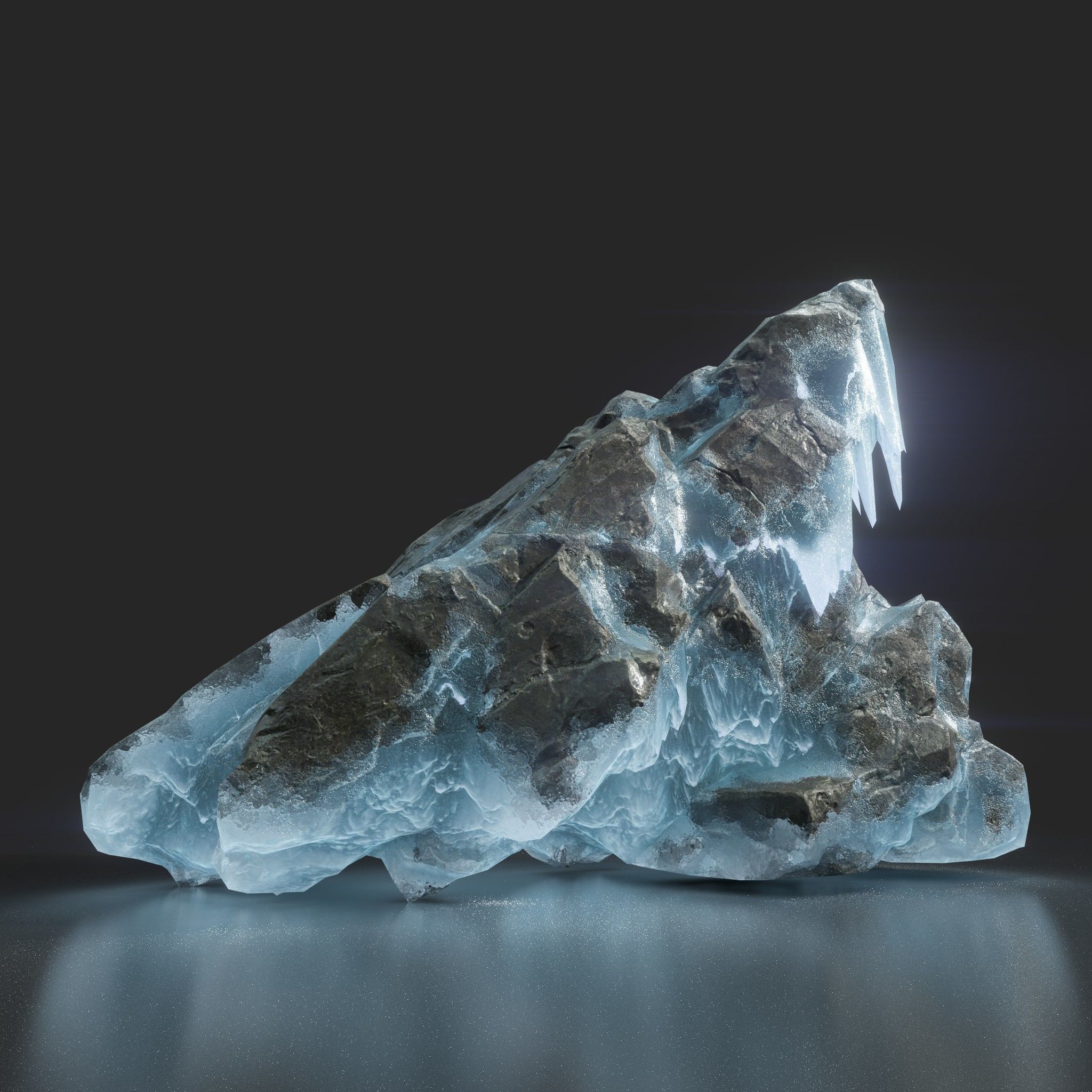 Low poly Frozen Rock 230505 Low-poly 3D model_4