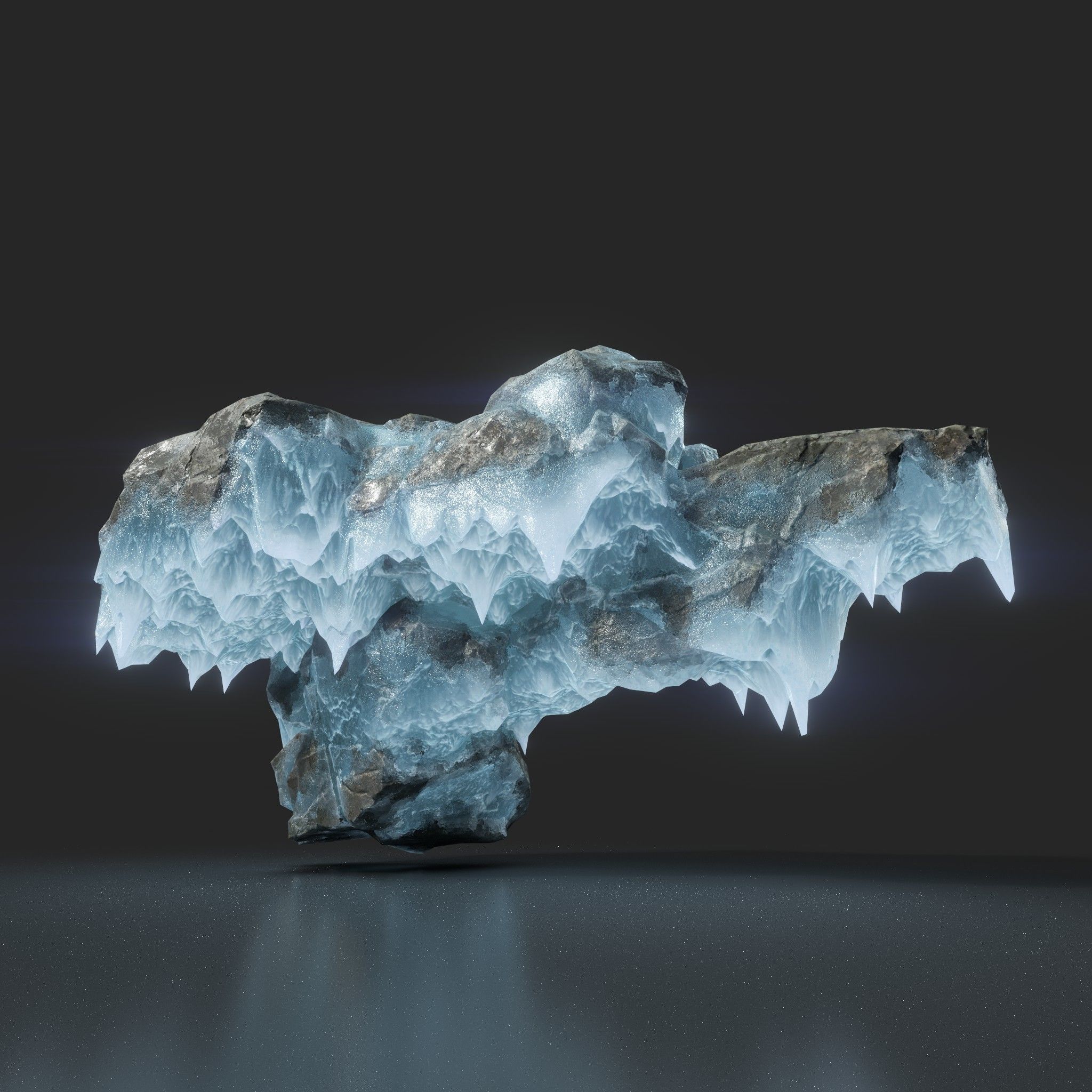 Low poly Frozen Rock 230505 Low-poly 3D model_5