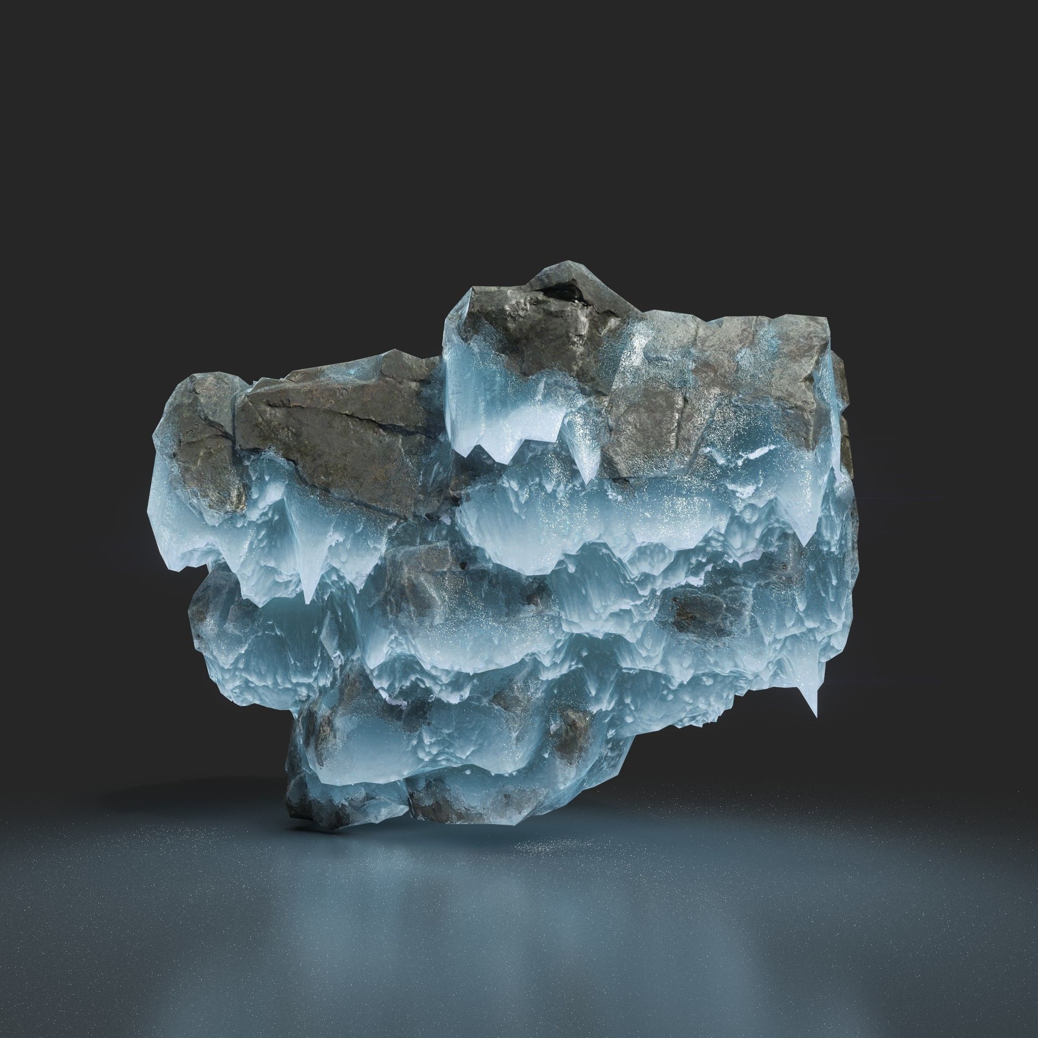 Low poly Frozen Rock 230505 Low-poly 3D model_7