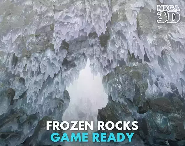 Low poly Frozen Rock 230505 Low-poly 3D model